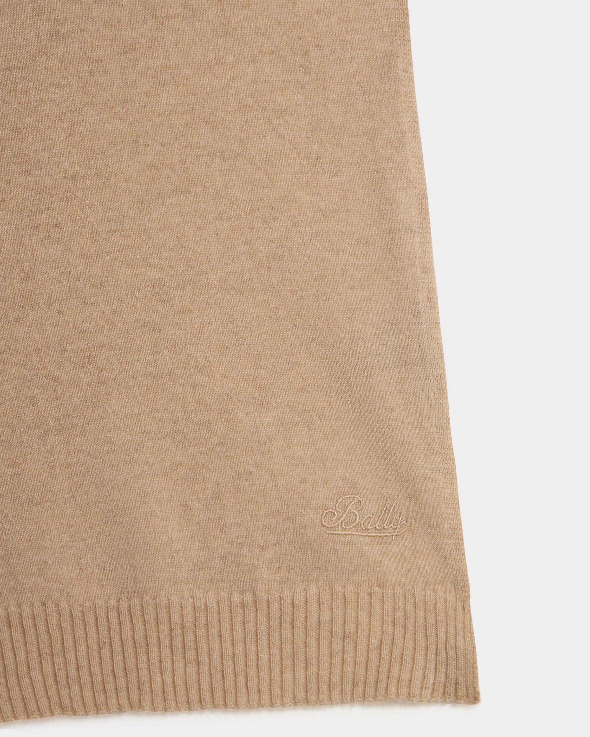Bally Global - Scarf in Beige Cashmere with a Logo - Beige