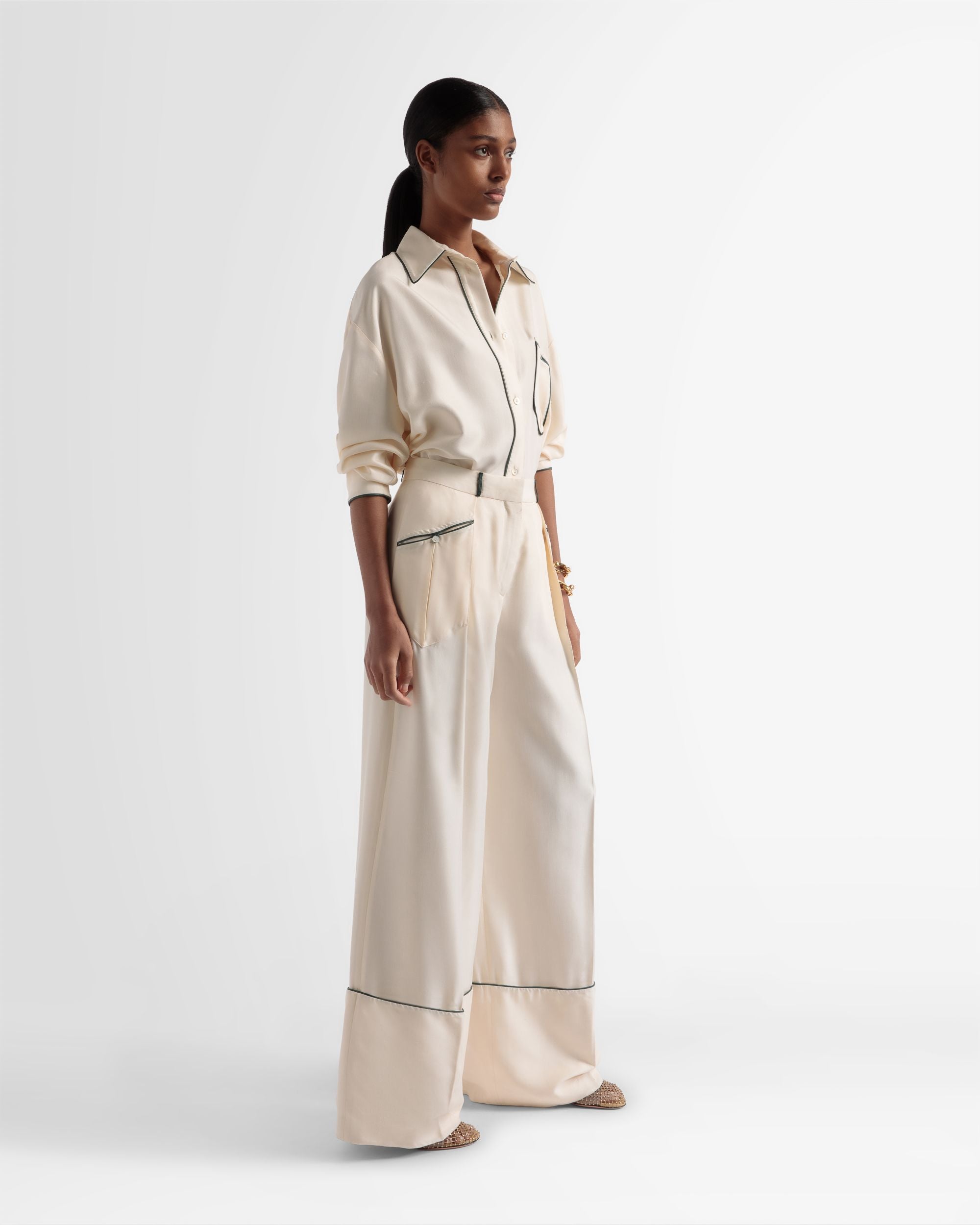 Bally Global - Relaxed Silk Shirt In Bone - White