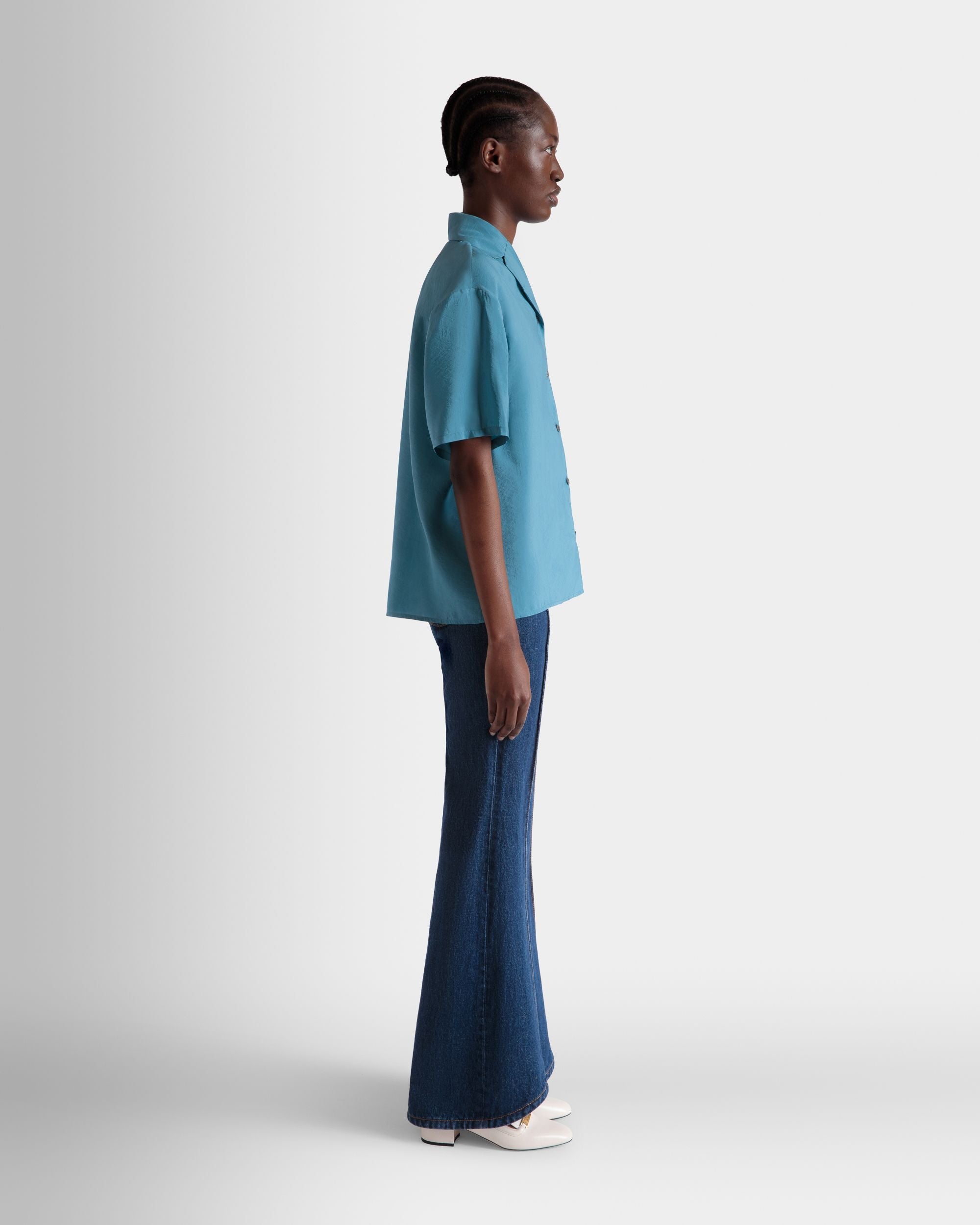 Bally Global - Chemise En Satin Medium Blue - Bleu