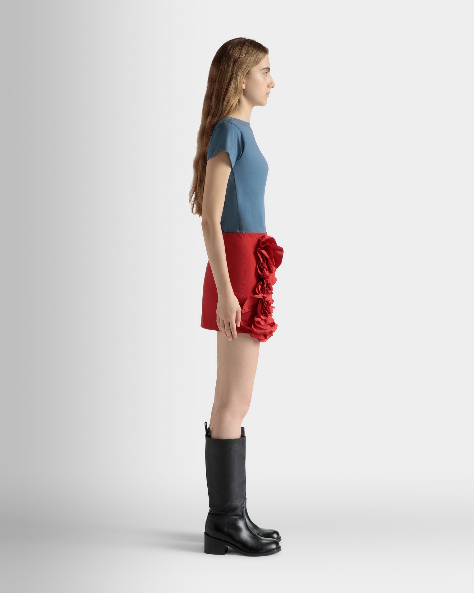 Bally Global - Rouches Mini Skirt in Candy Red Technical Duchesse - Red