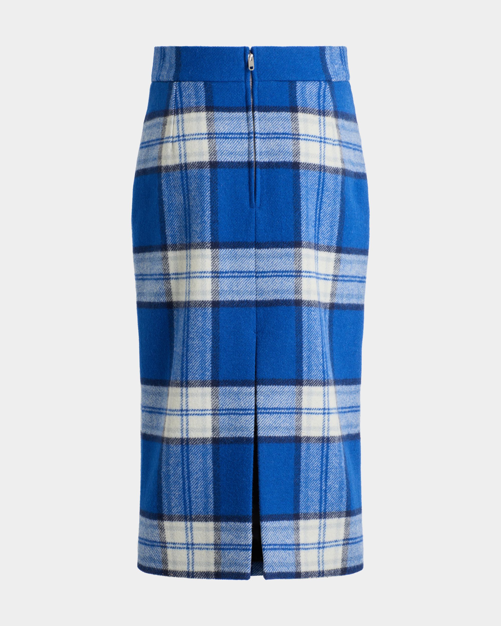 Bally Global - Falda Midi De Mezcla De Lana Azul A Cuadros - Azul