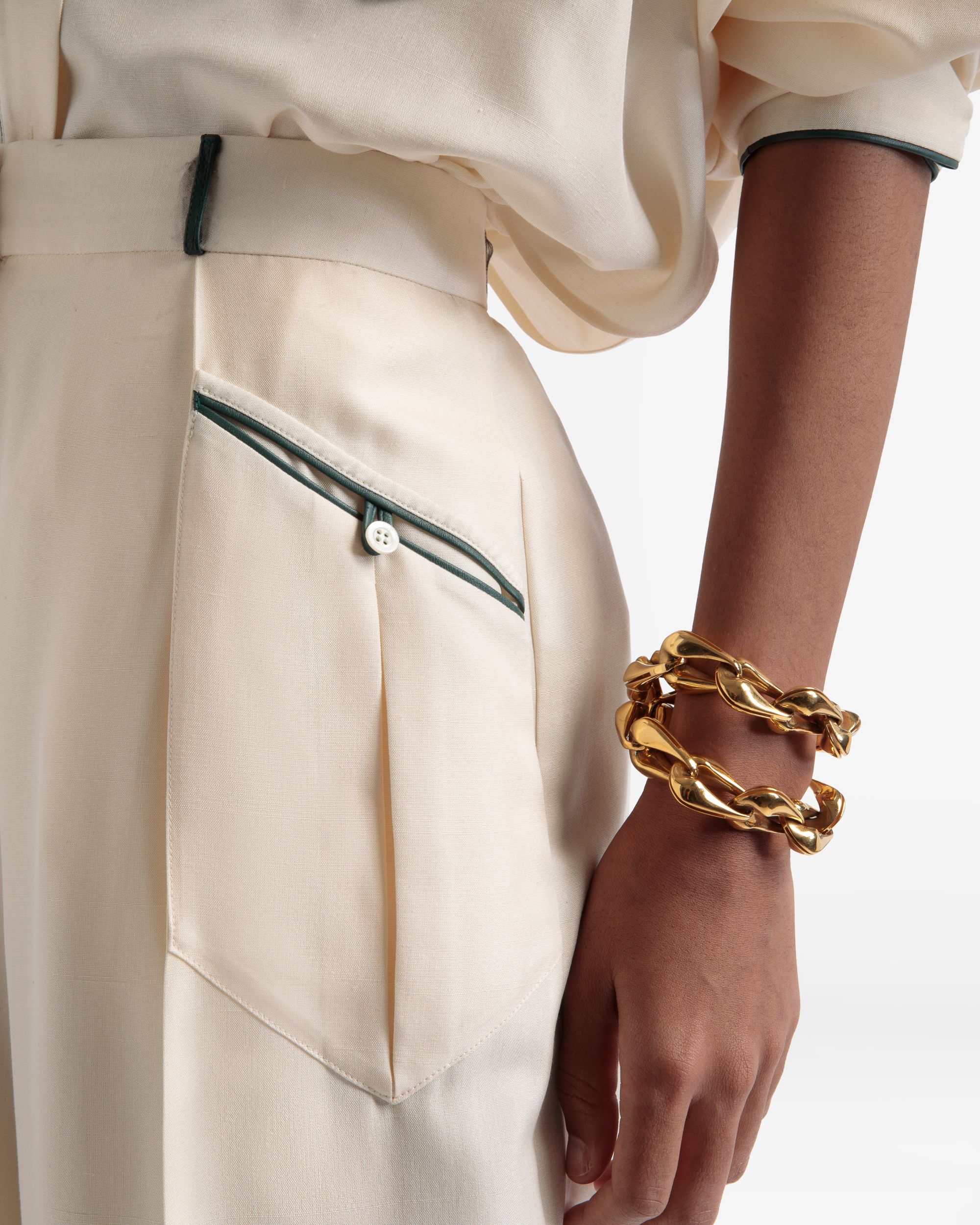 Bally Global - Wide Leg Silk Pants In Bone - White