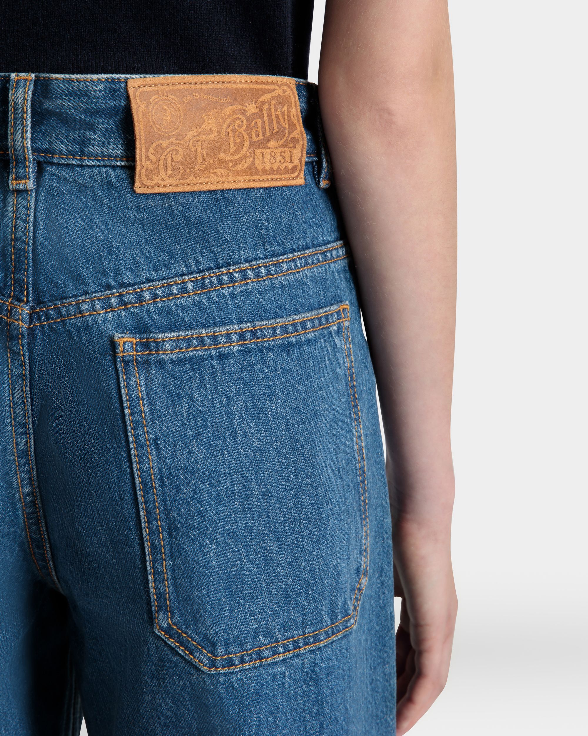Bally Global - Wide-Leg Denim Pants In Medium Blue Cotton - Blue