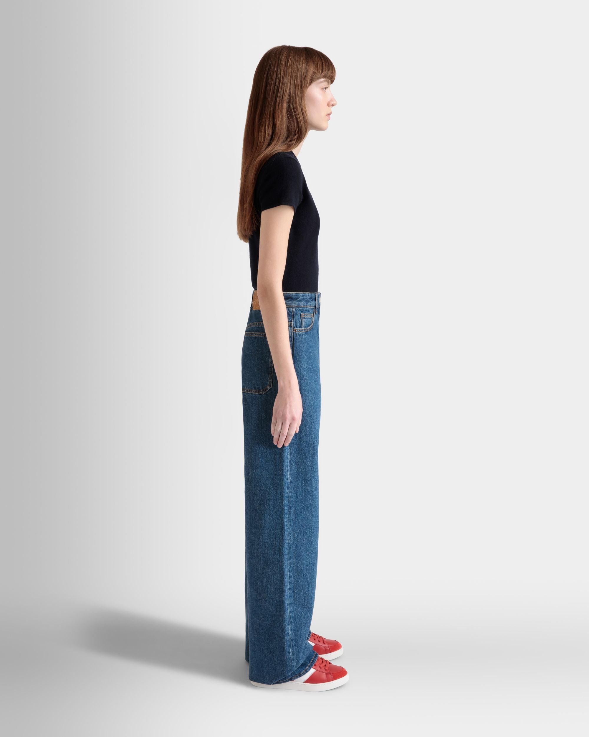 Bally Global - Wide-Leg Denim Pants In Medium Blue Cotton - Blue