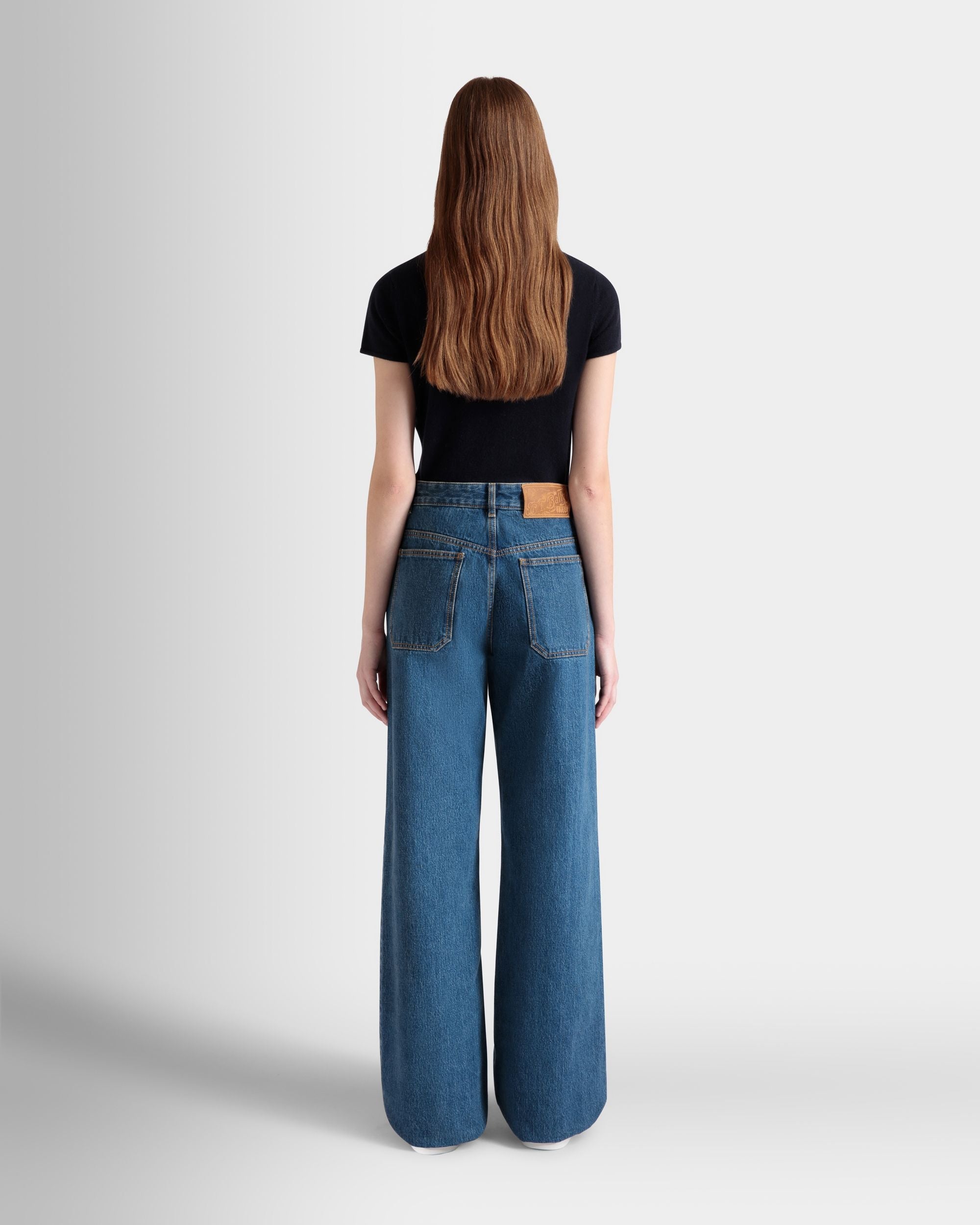 Bally Global - Wide-Leg Denim Pants In Medium Blue Cotton - Blue