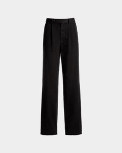 Pleated Pants in Black Washed Cotton