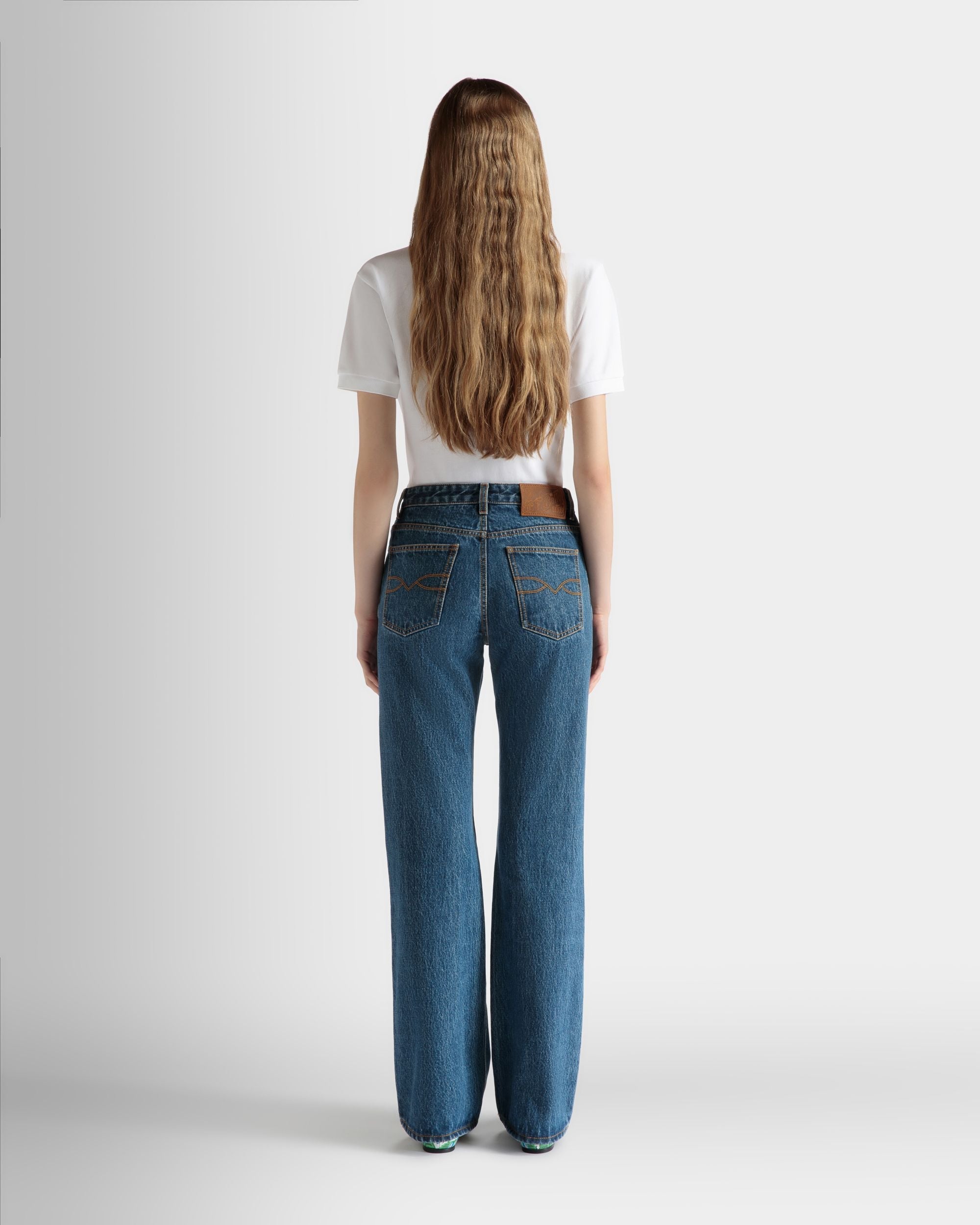 Bally Global - Flared Denim Pants in Medium Blue Cotton - Blue