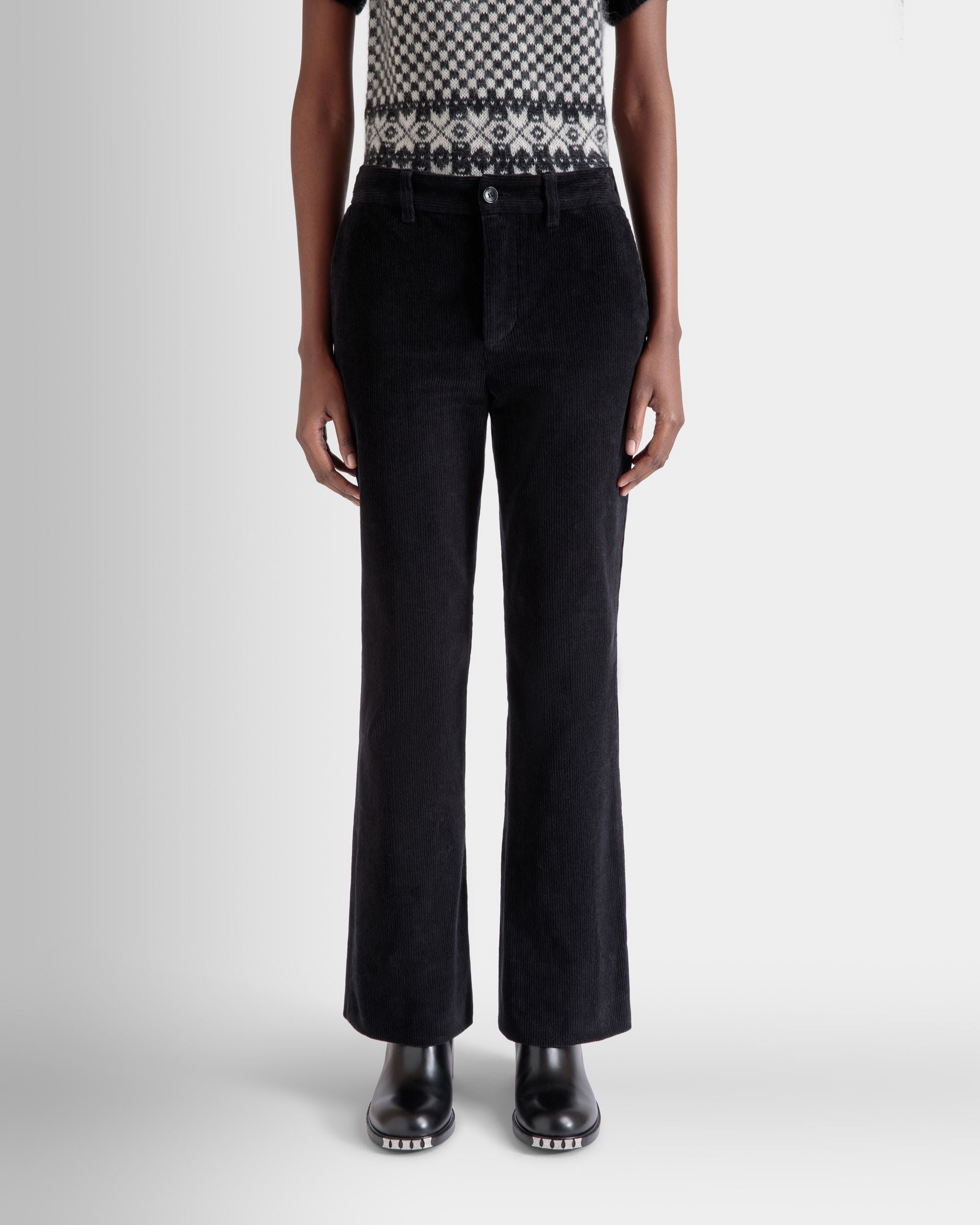 Bally Global - Flared Pants In Black Cotton Corduroy - Black