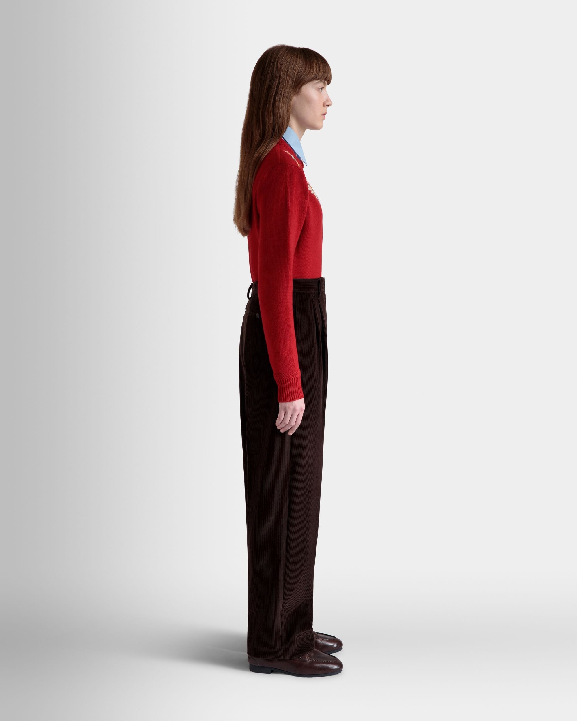 Bally Global - Winter Capsule Pleated Pants in Ebano Cotton Corduroy - Brown