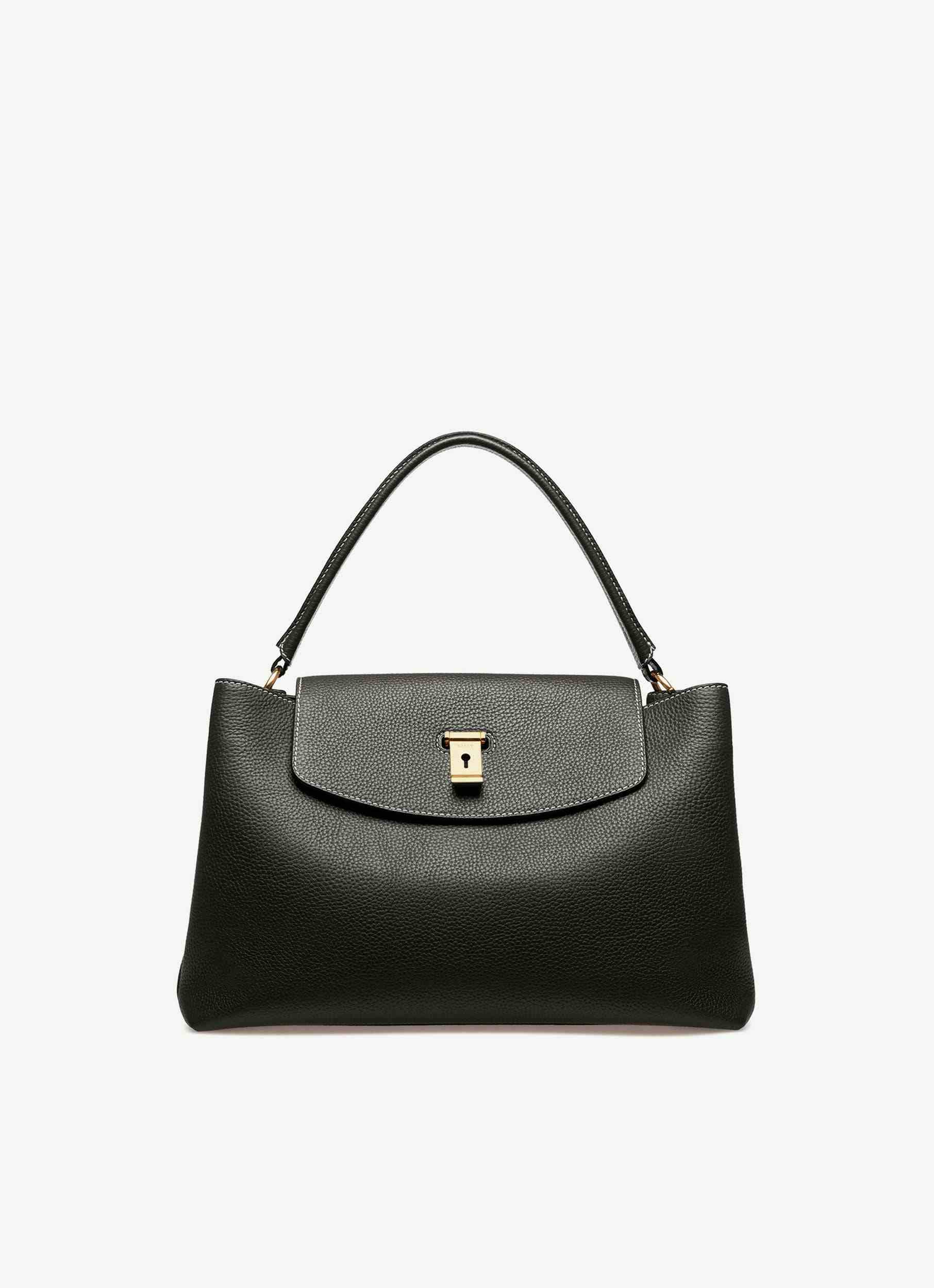 Lock Me Top Handle Bag In Black Leather - Women's - Bally