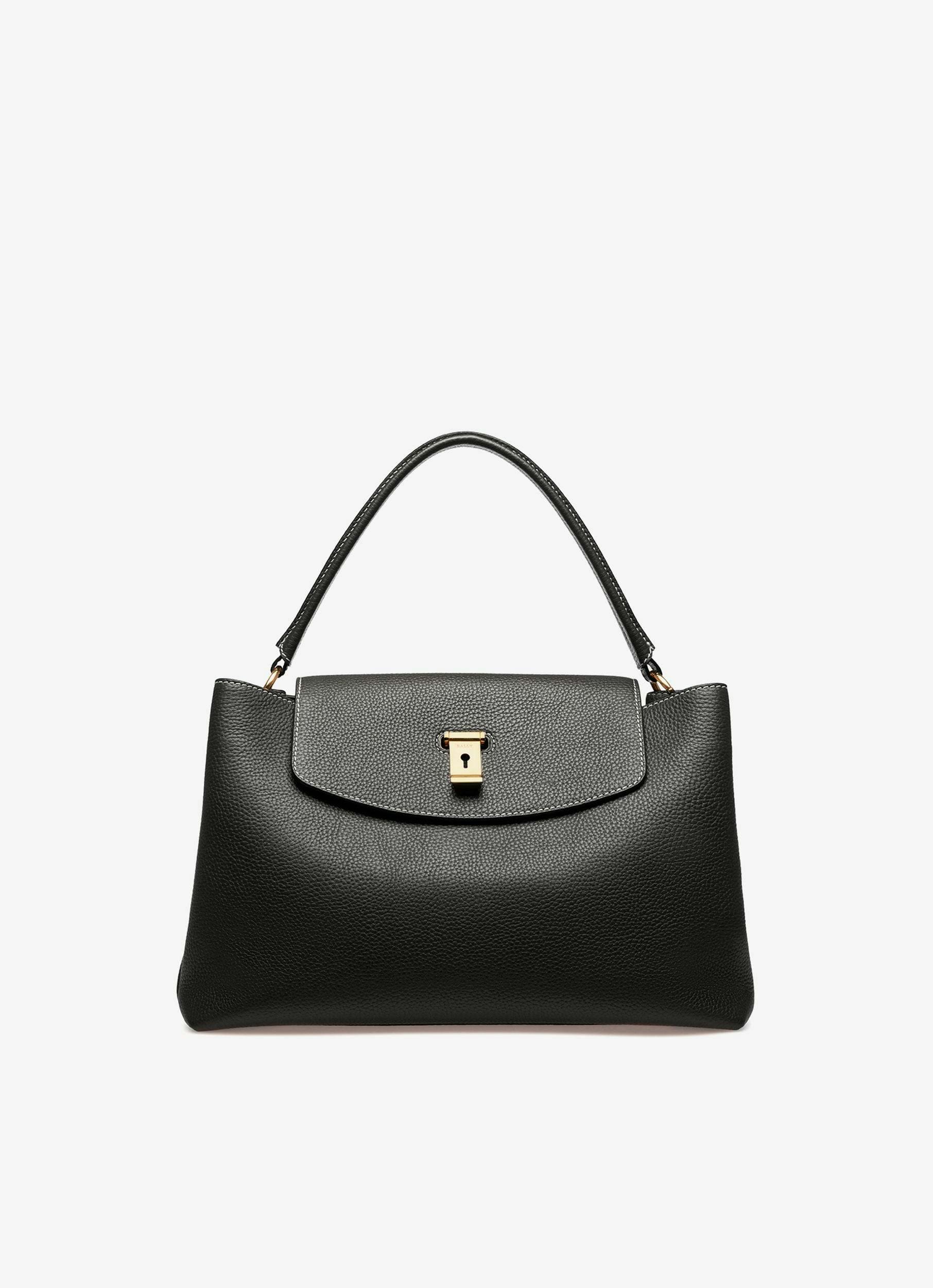 Lock Me Top Handle Bag In Black Leather - Women's - Bally - 01