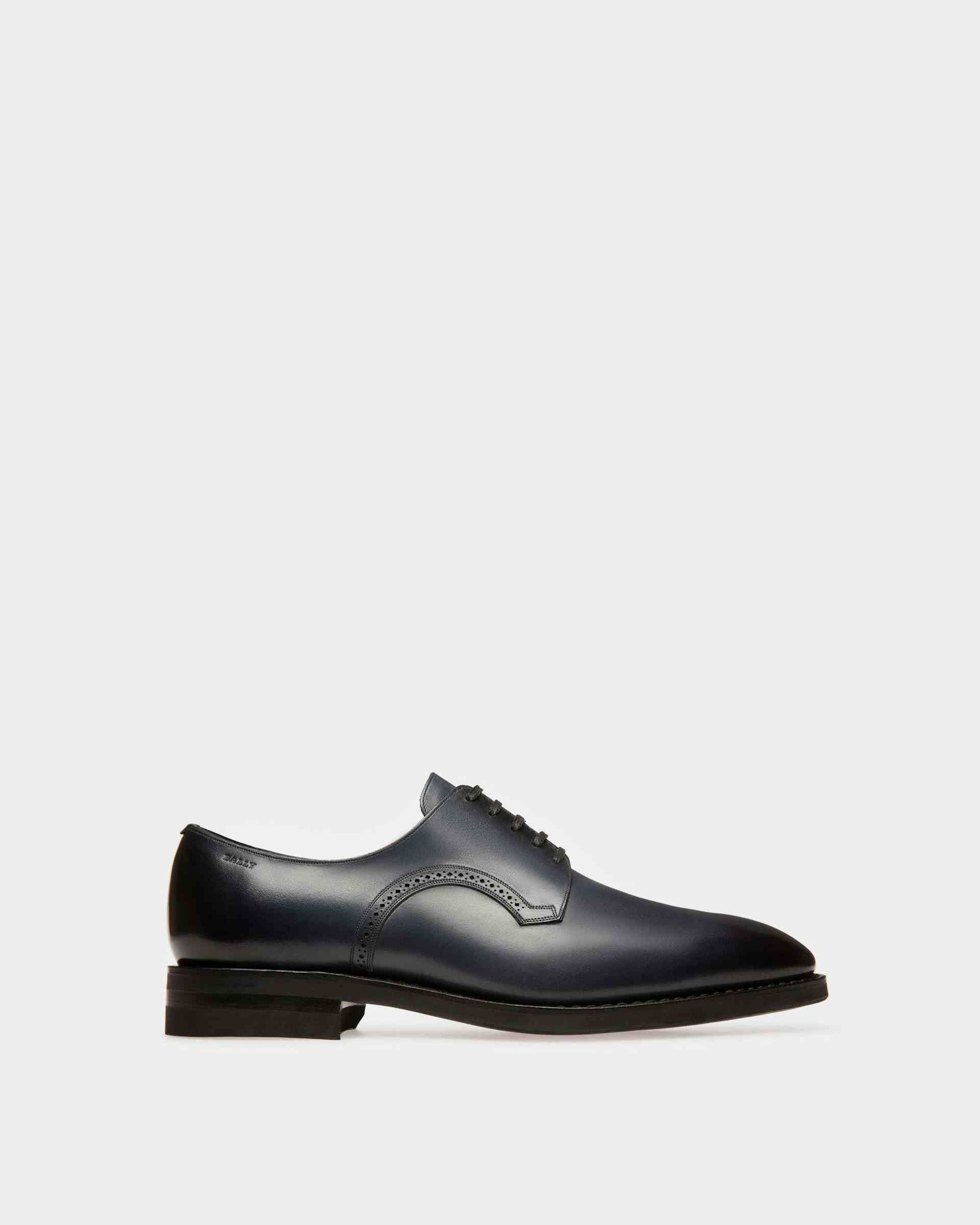 Scrivani Leather Derby Shoes In Navy - Men's - Bally