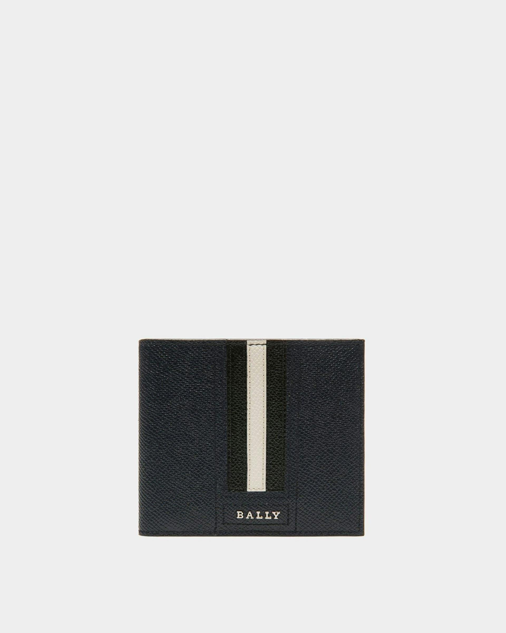 Lettering Wallet In Blue Leather - Men's - Bally - 01