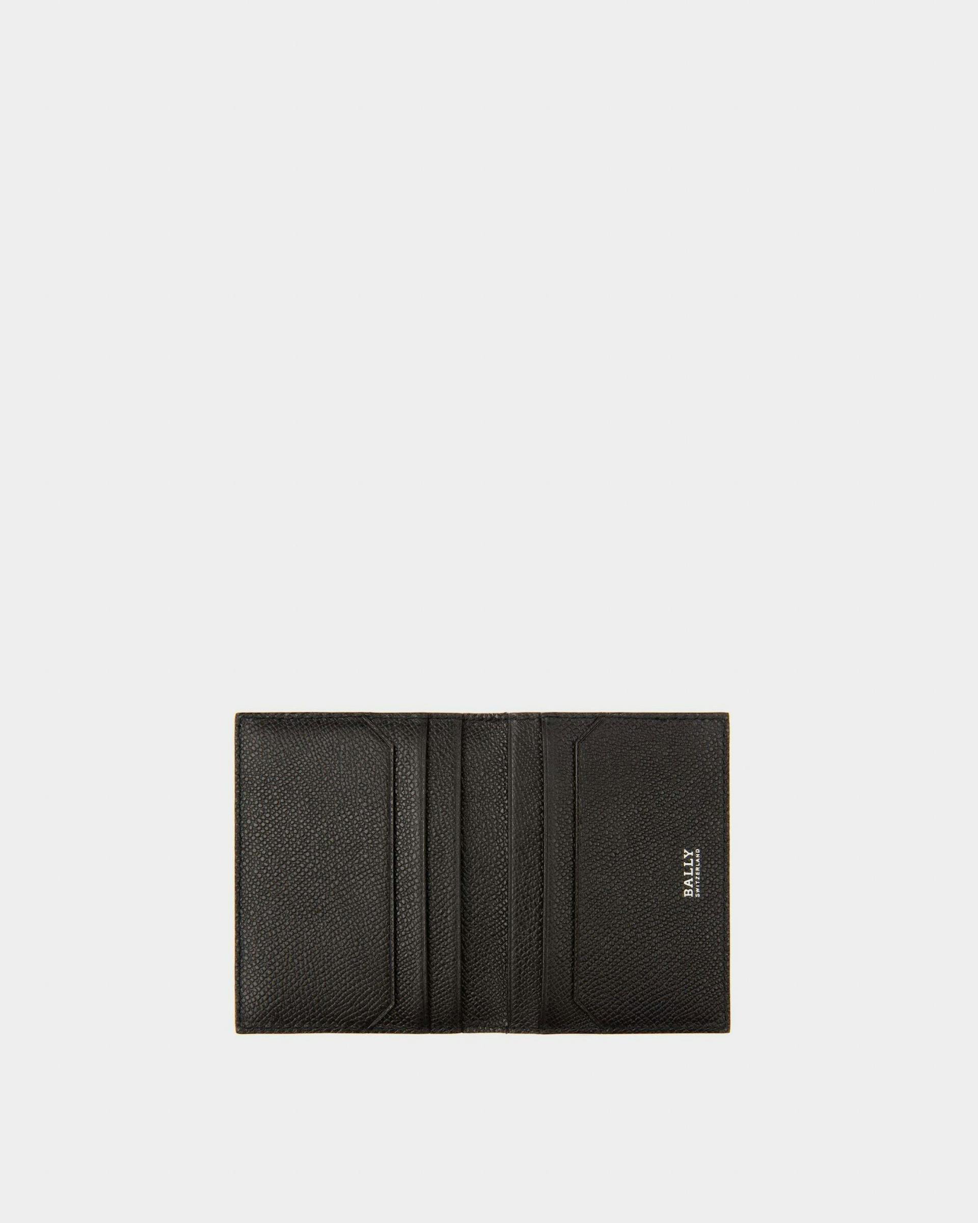 Men's Lettering Business Card Holder In Black Leather | Bally | Still Life Open / Inside