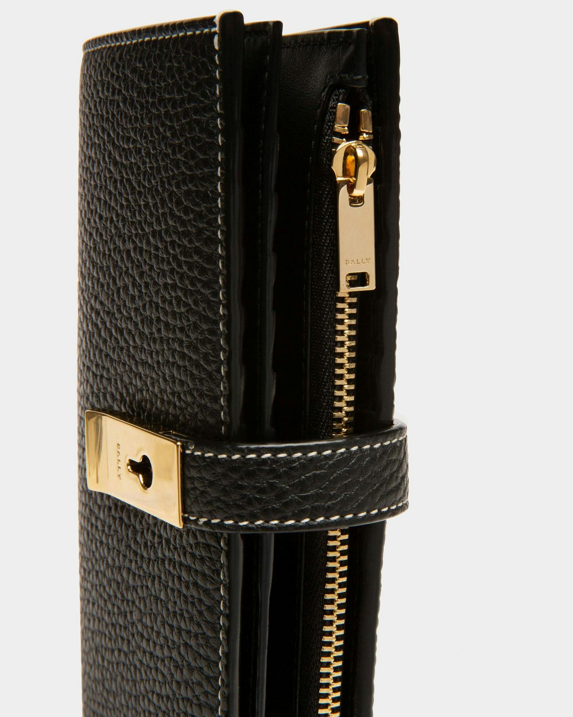 Lock Me French Wallet In Black Leather - Women's - Bally - 04