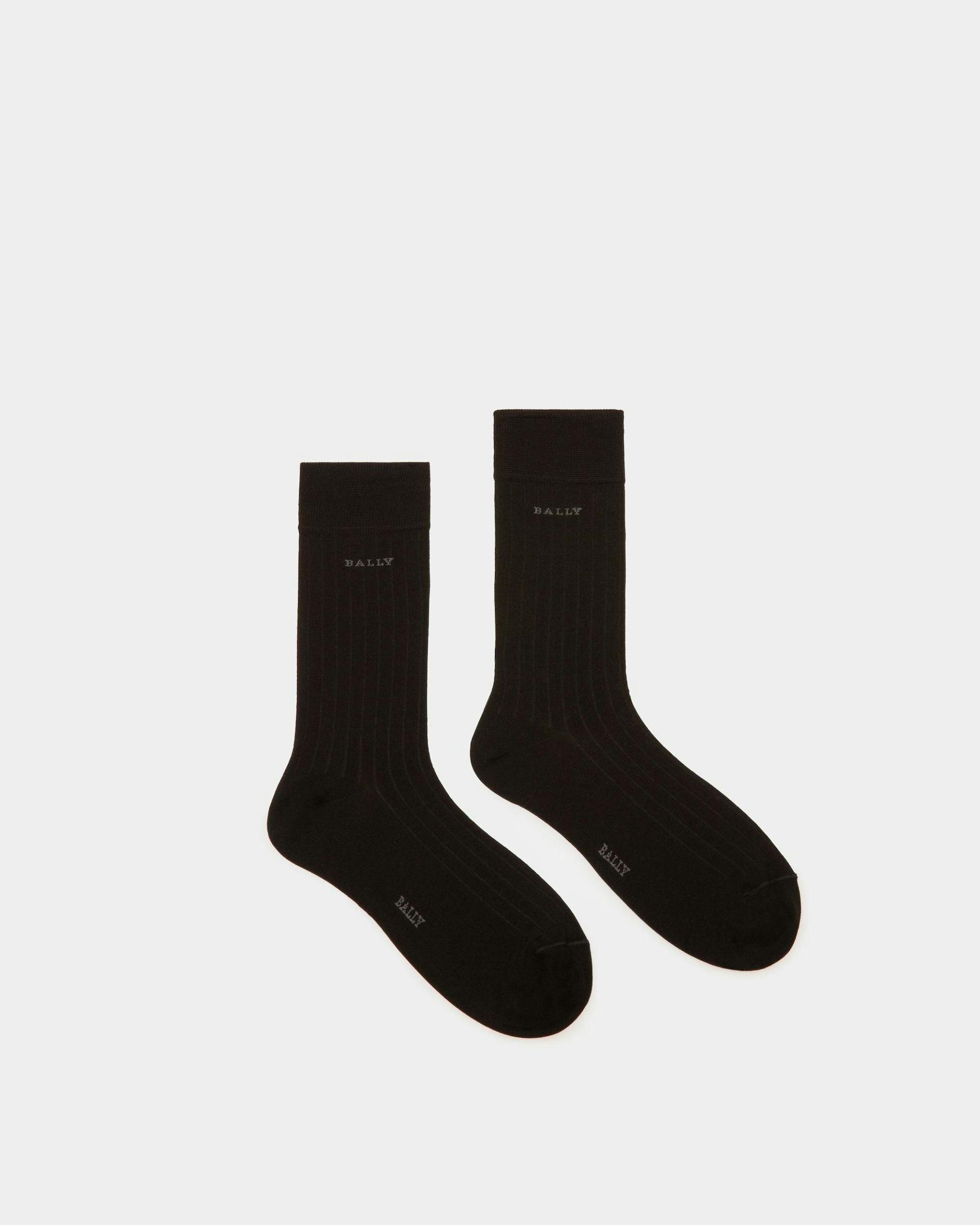Ribbed Cotton Blend Socks - Men's - Bally - 01