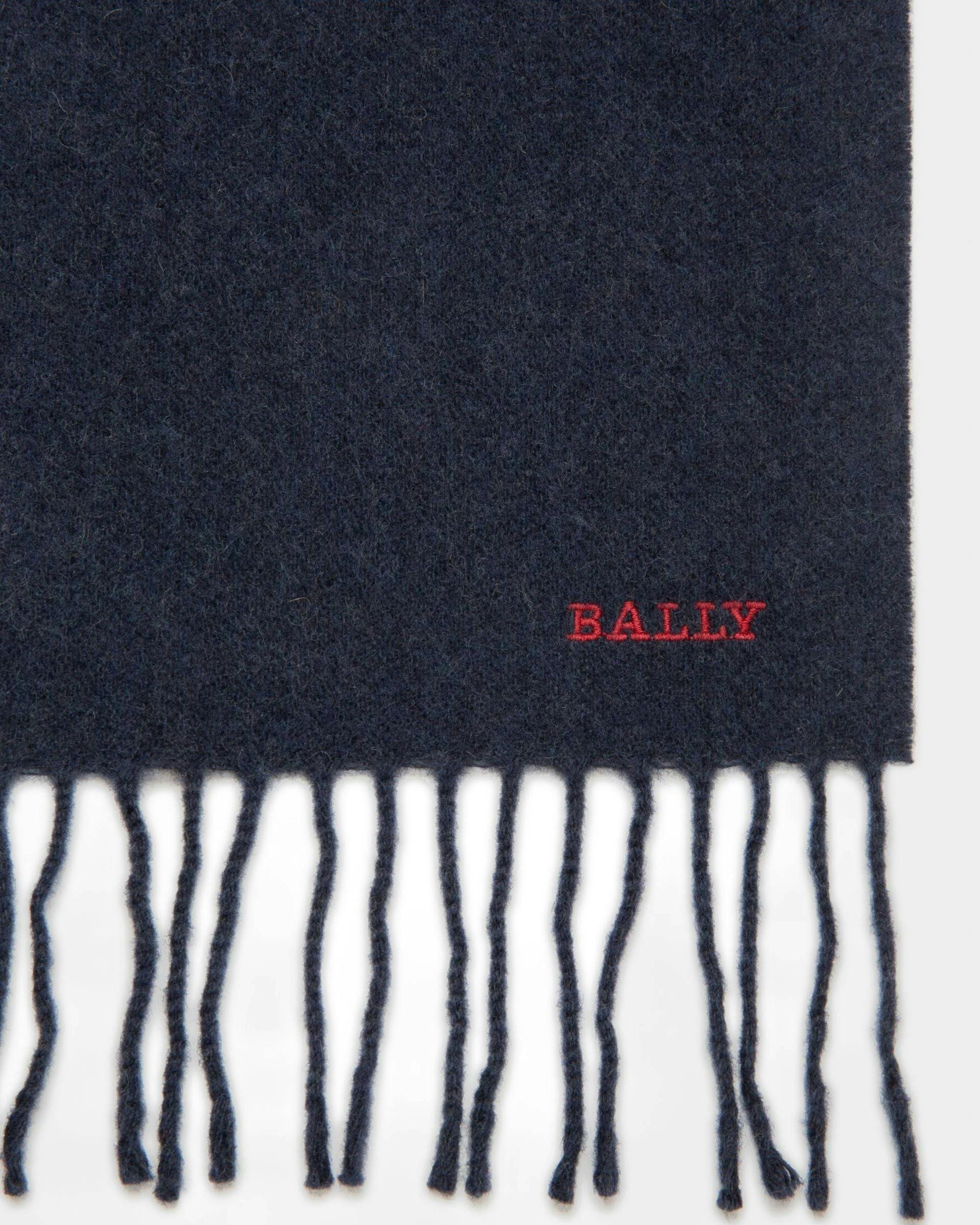 Bally Stripe Merino Wool And Cashmere Scarf In Navy - Men's - Bally - 02