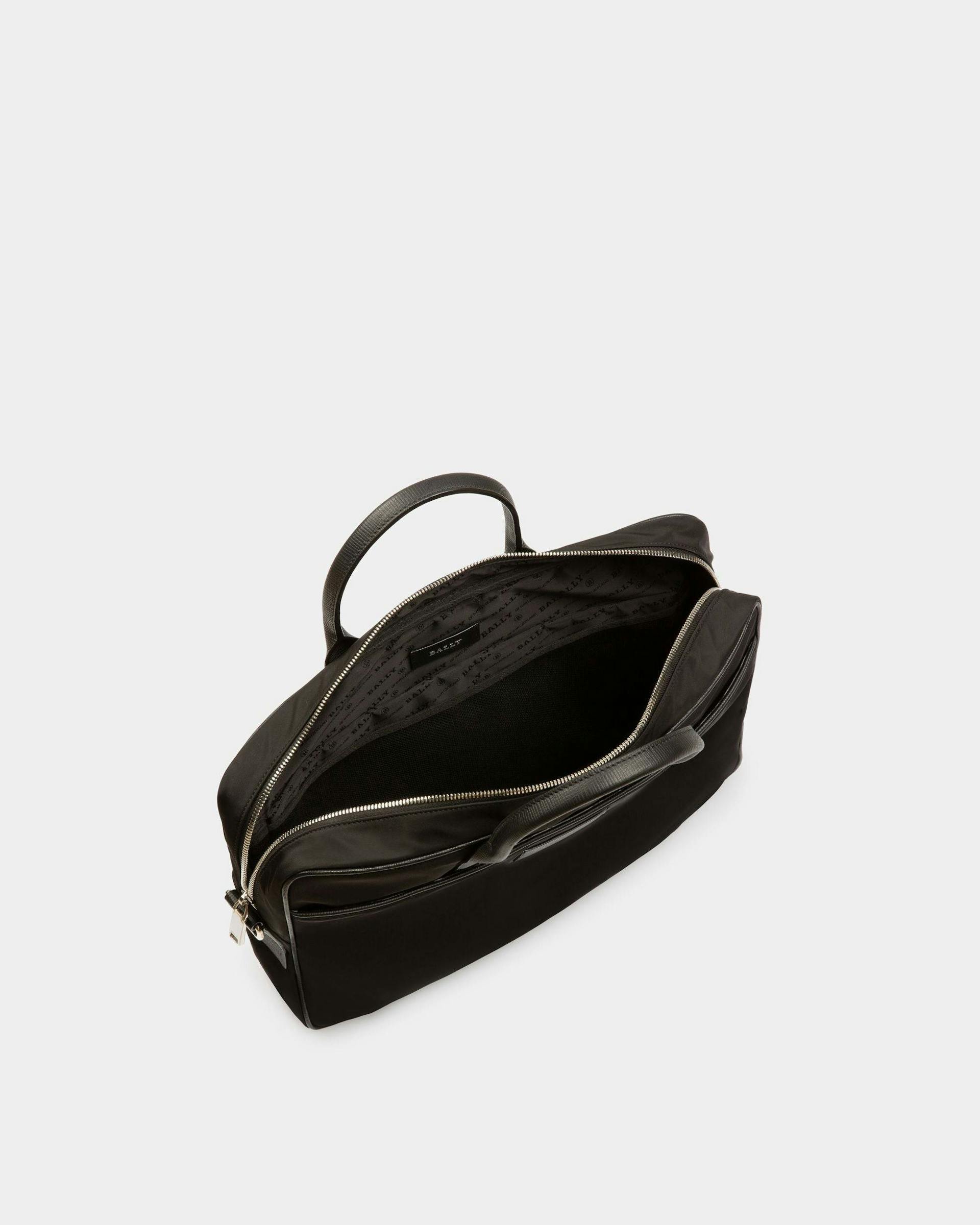 Men's Faldy Nylon Business Bag In Black | Bally | Still Life Open / Inside