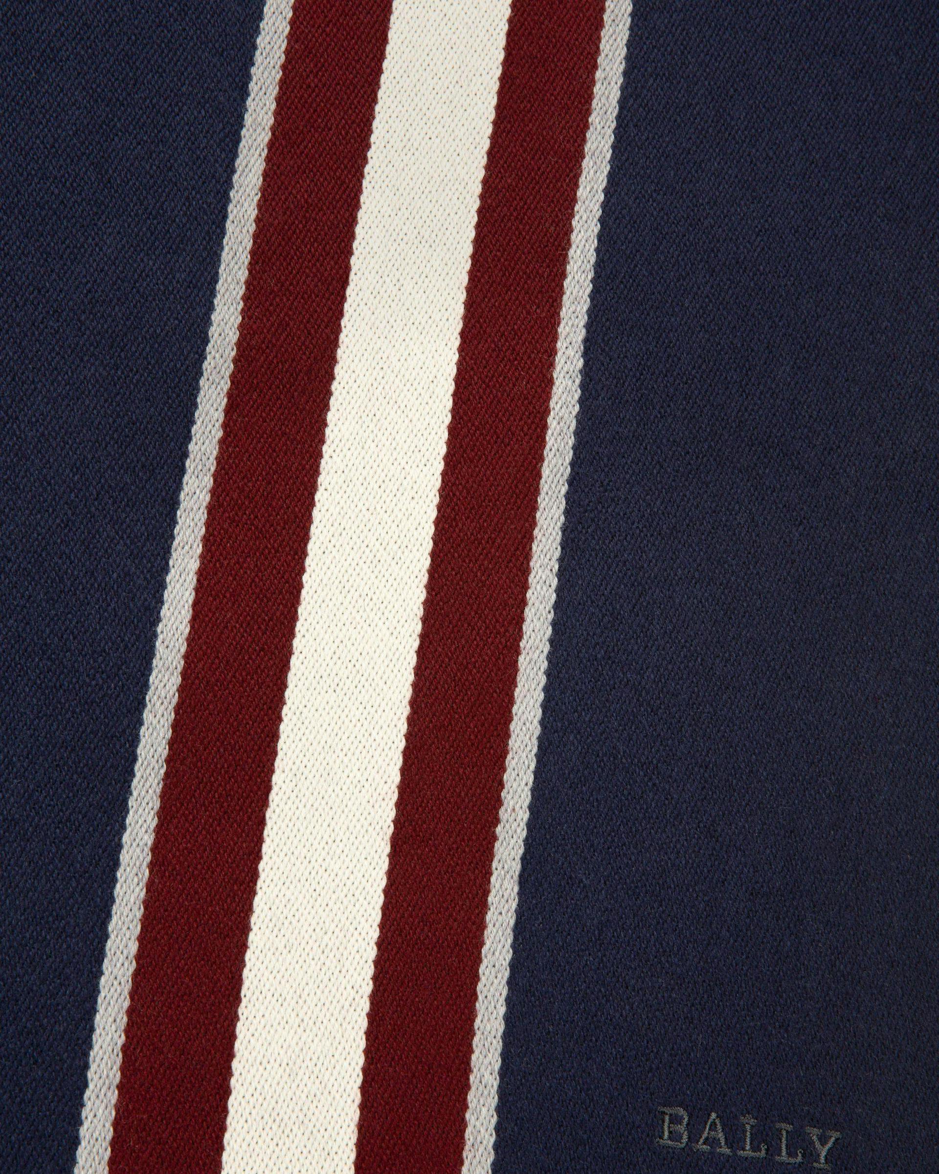 Stripe Wool Scarf In Navy - Men's - Bally - 02