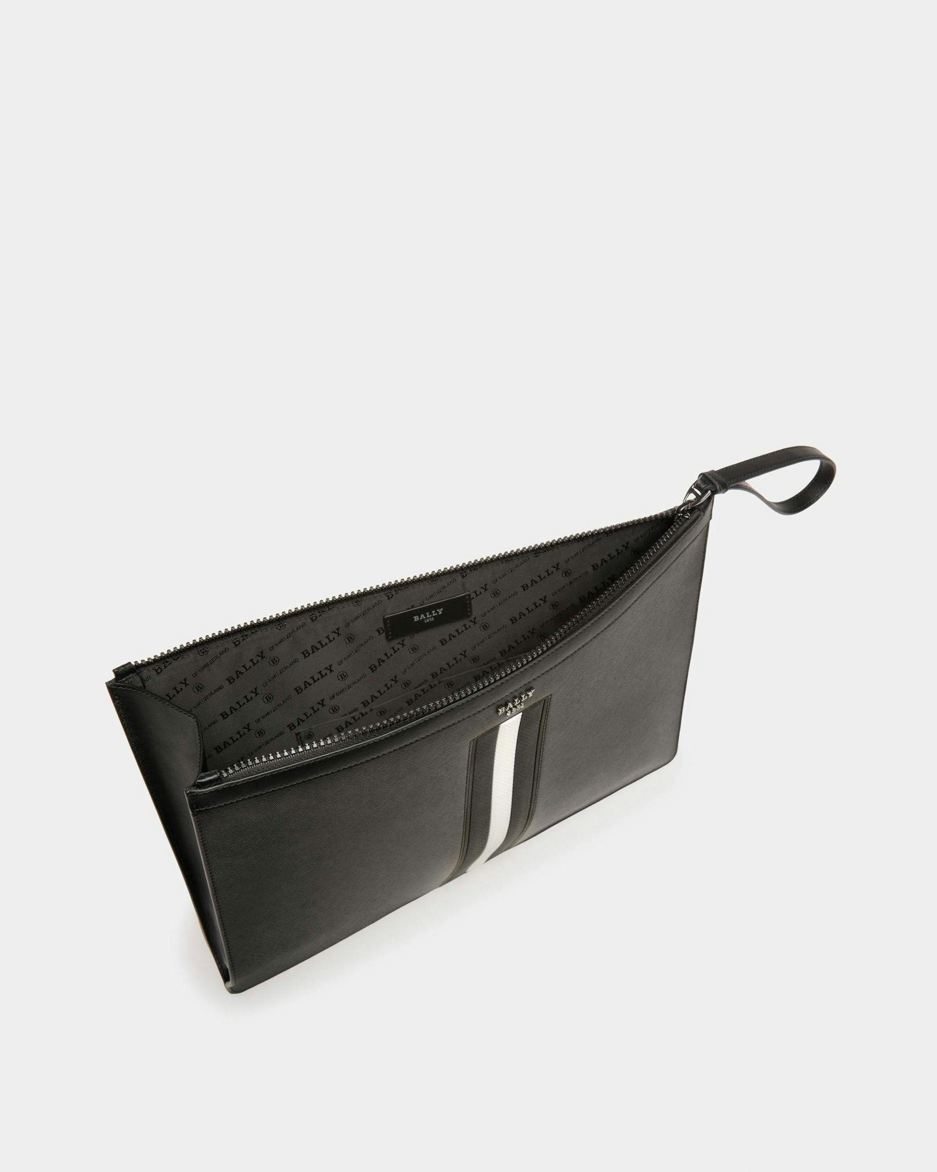 Bollis Recycled Leather Pouch In Black - Men's - Bally - 03