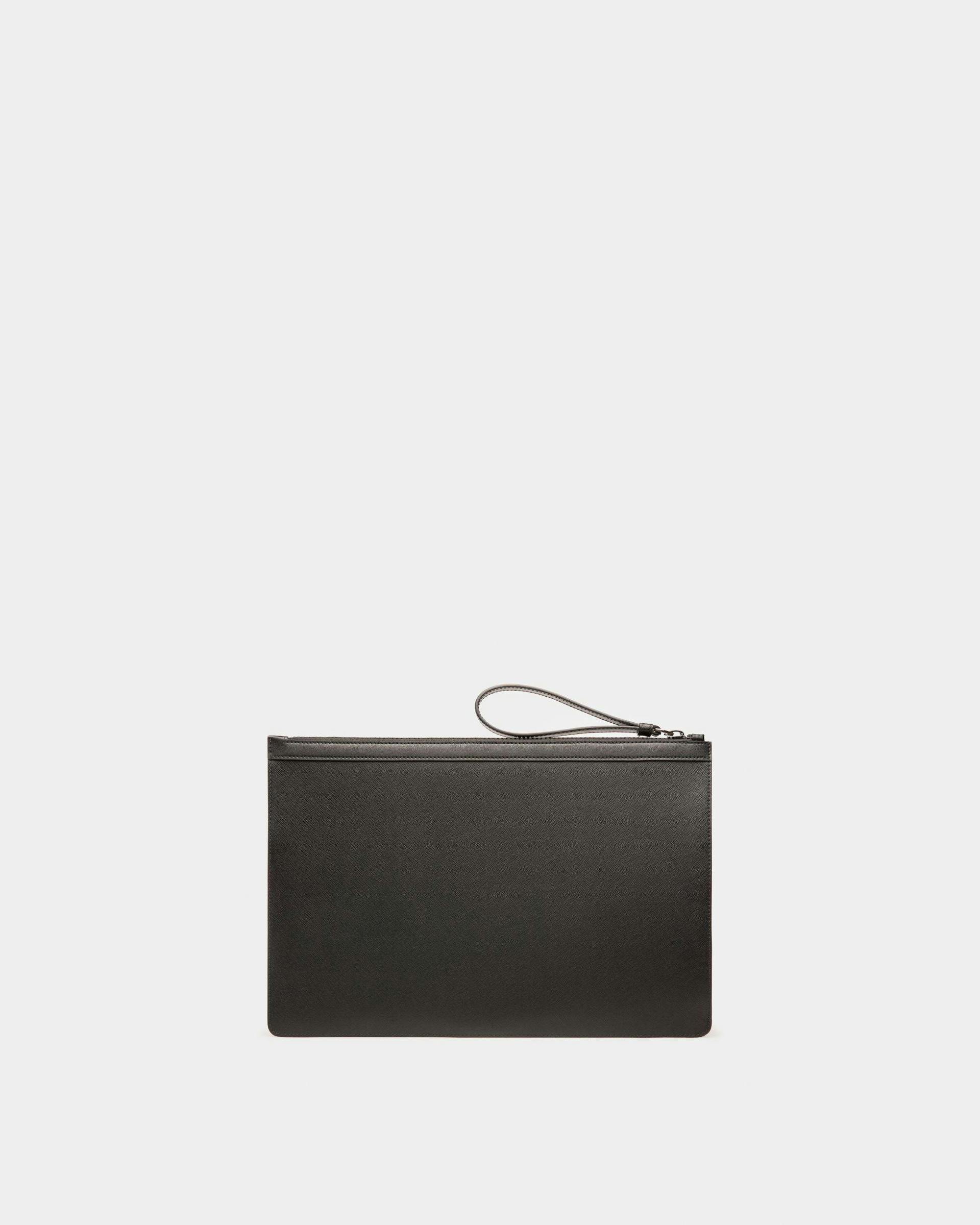 Bollis Large Recycled Leather Pouch In Black - Men's - Bally - 02