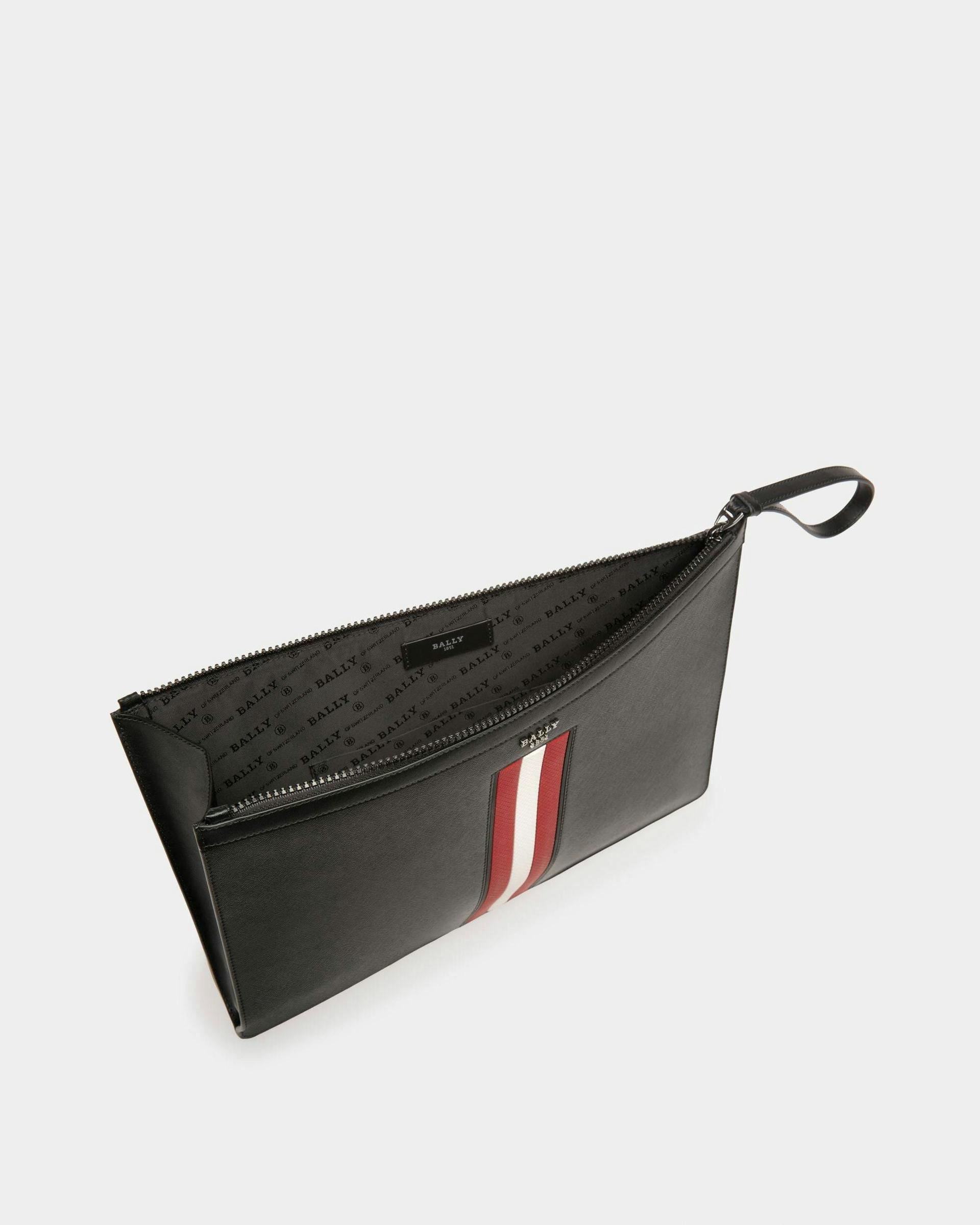 Bollis Large Recycled Leather Pouch In Black - Men's - Bally - 03
