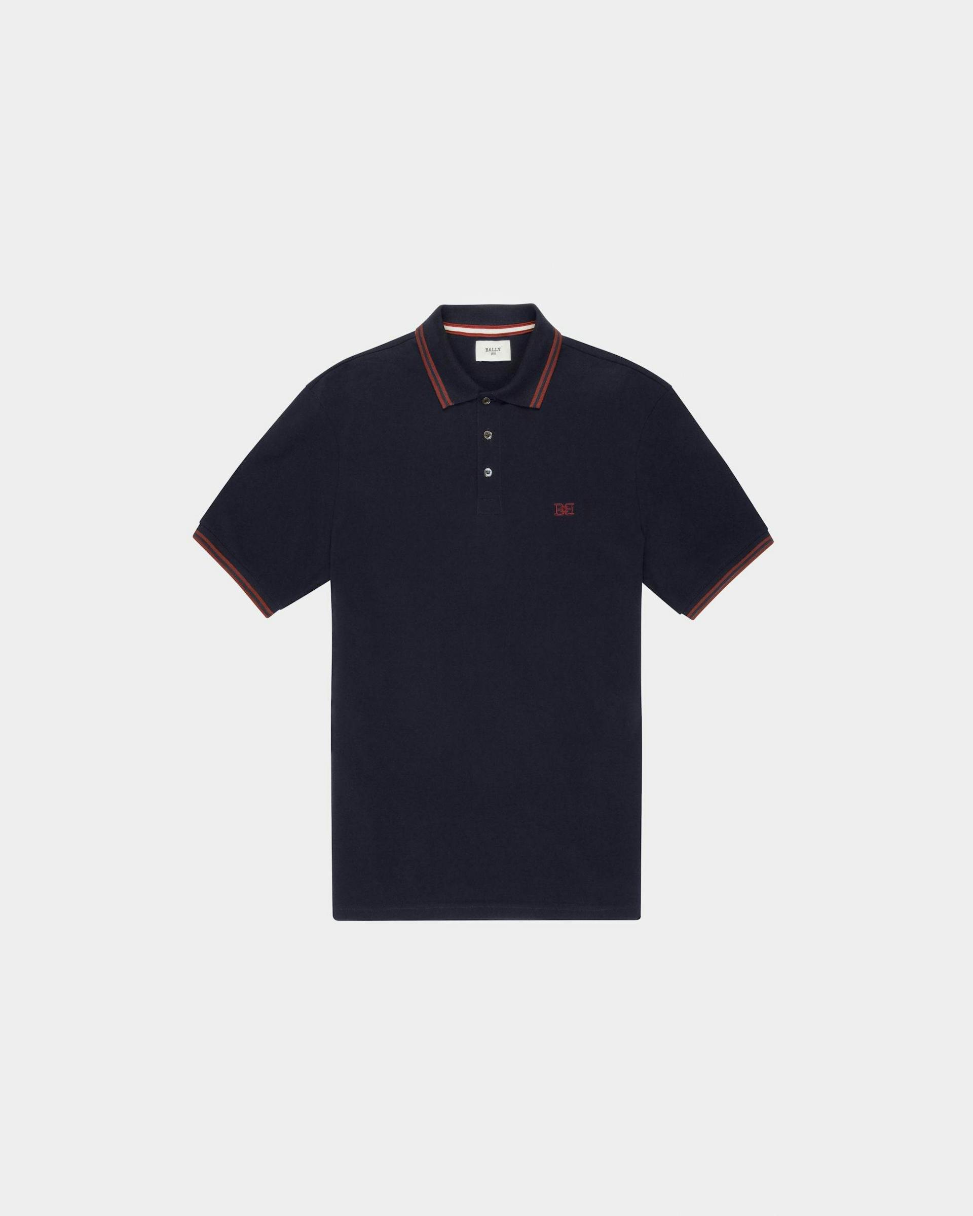 Cotton Polo Shirt In Navy - Men's - Bally - 01