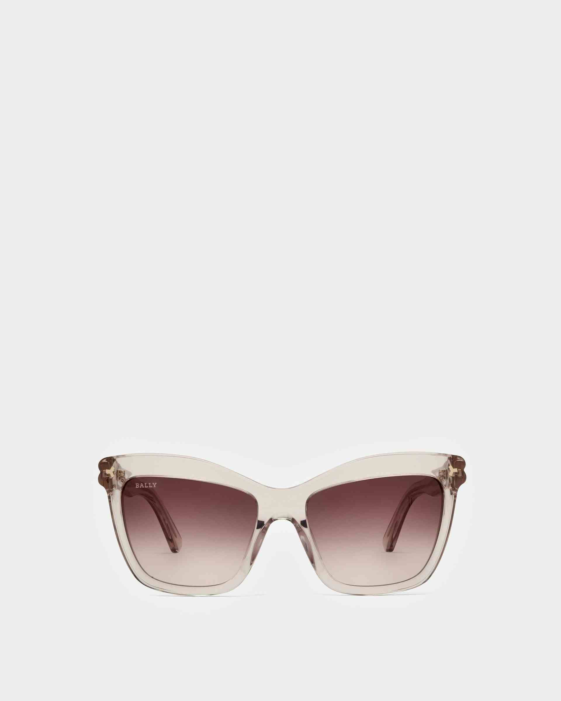 Babette Acetate Sunglasses In Shiny Beige & Brown Gradient Pink Lens - Women's - Bally
