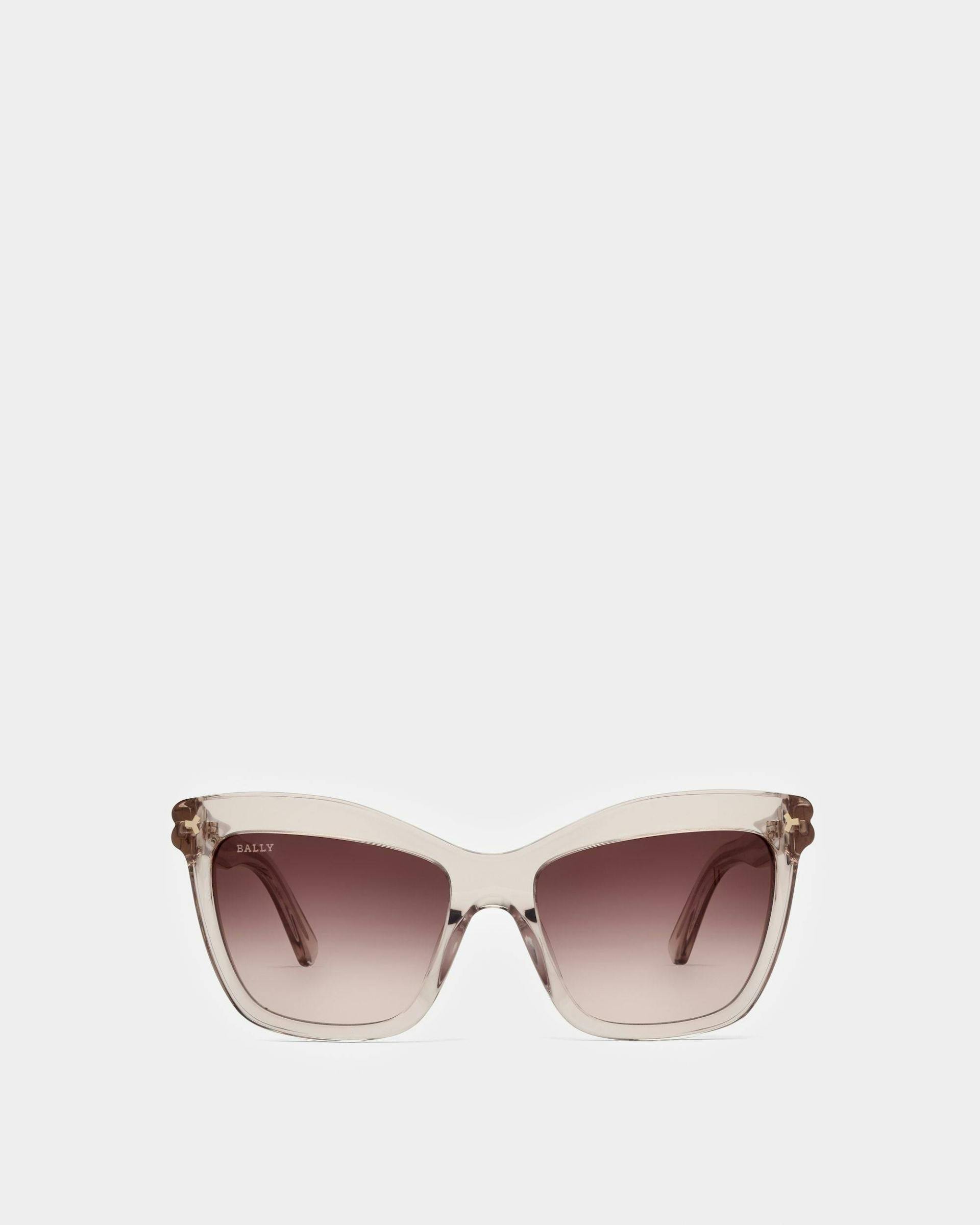 Babette Acetate Sunglasses In Shiny Beige & Brown Gradient Pink Lens - Women's - Bally - 01