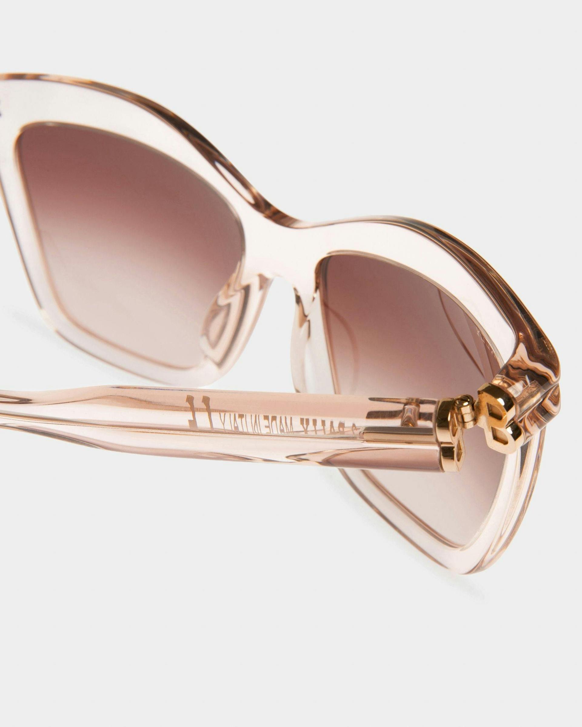 Babette Acetate Sunglasses In Shiny Beige & Brown Gradient Pink Lens - Women's - Bally - 02
