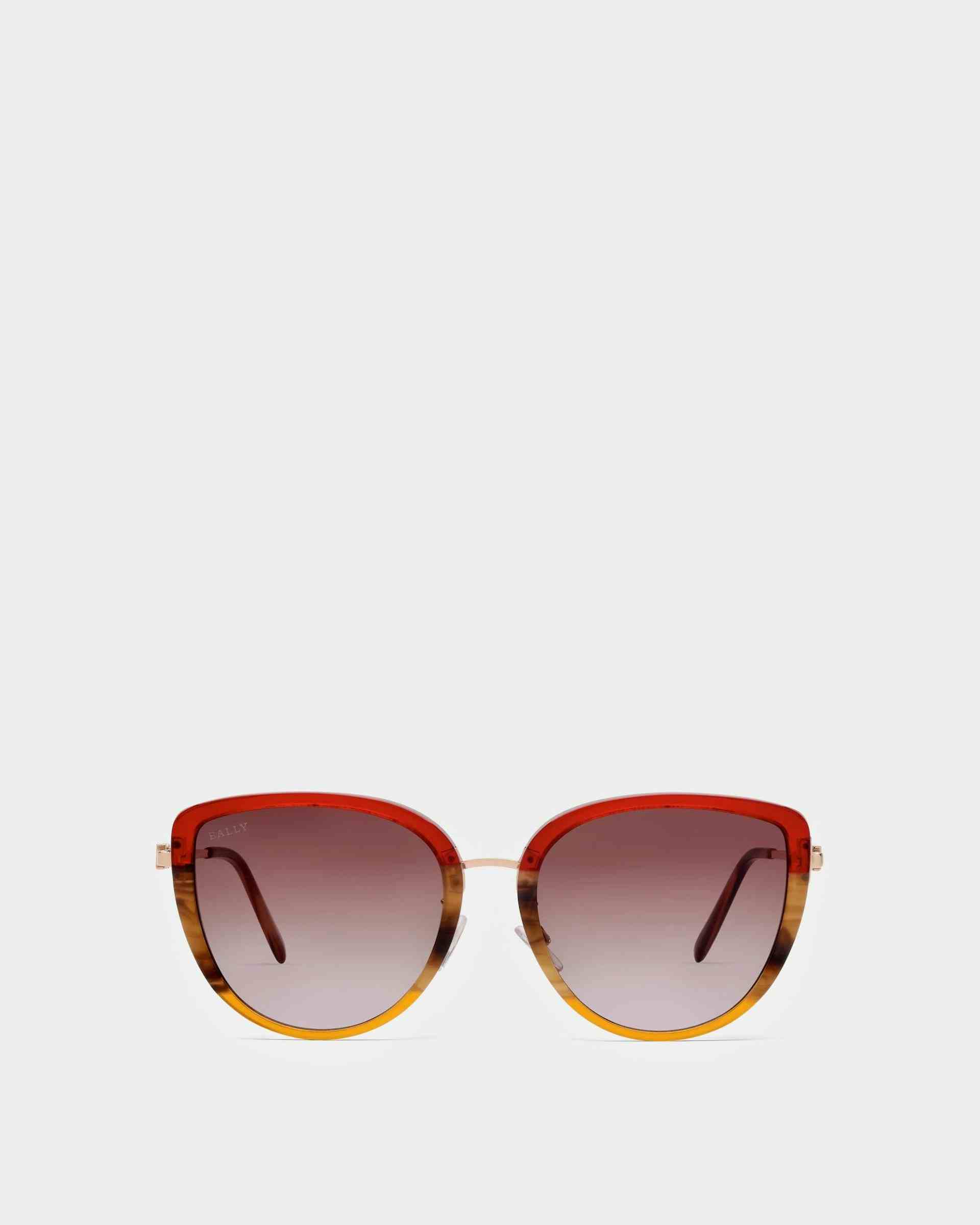 Aura Acetate & Metal Sunglasses In Gradient Burgundy & Brown Lens - Women's - Bally