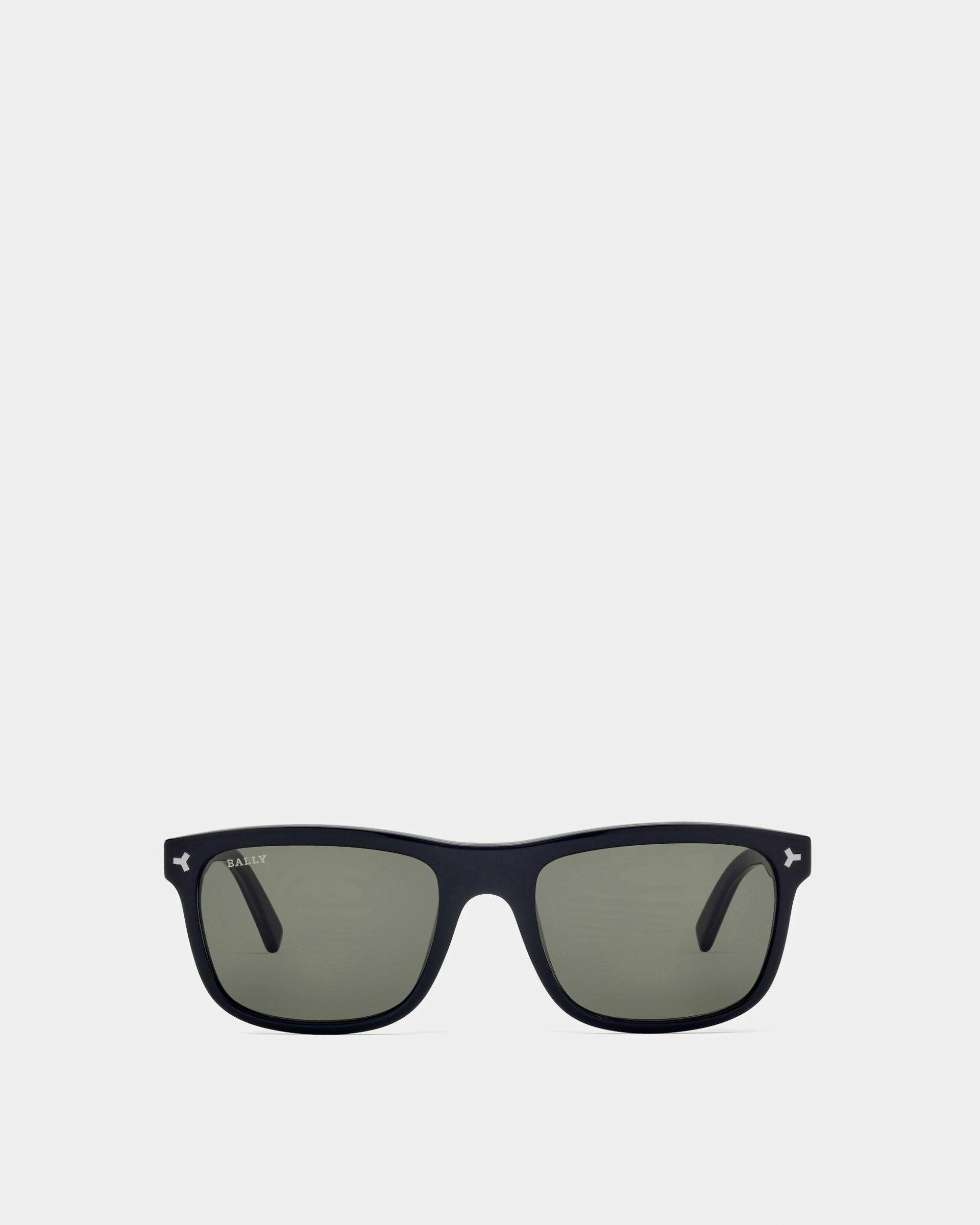Felix Acetate Sunglasses In Shiny Black & Green Lens - Men's - Bally - 01