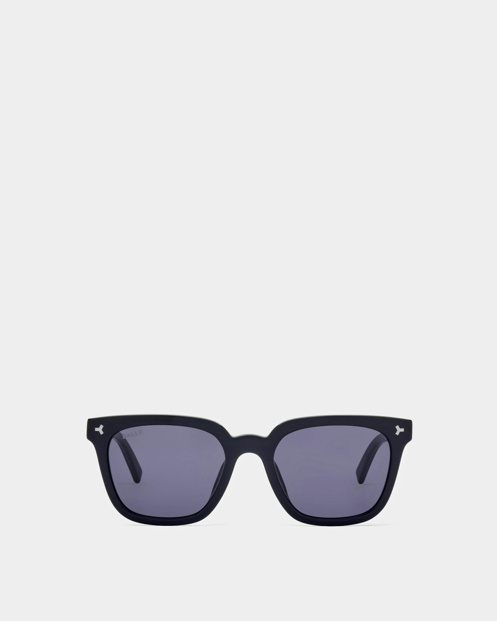 Eben Acetate Sunglasses In Shiny Black & Smoke Blue Lens - Men's - Bally - 01