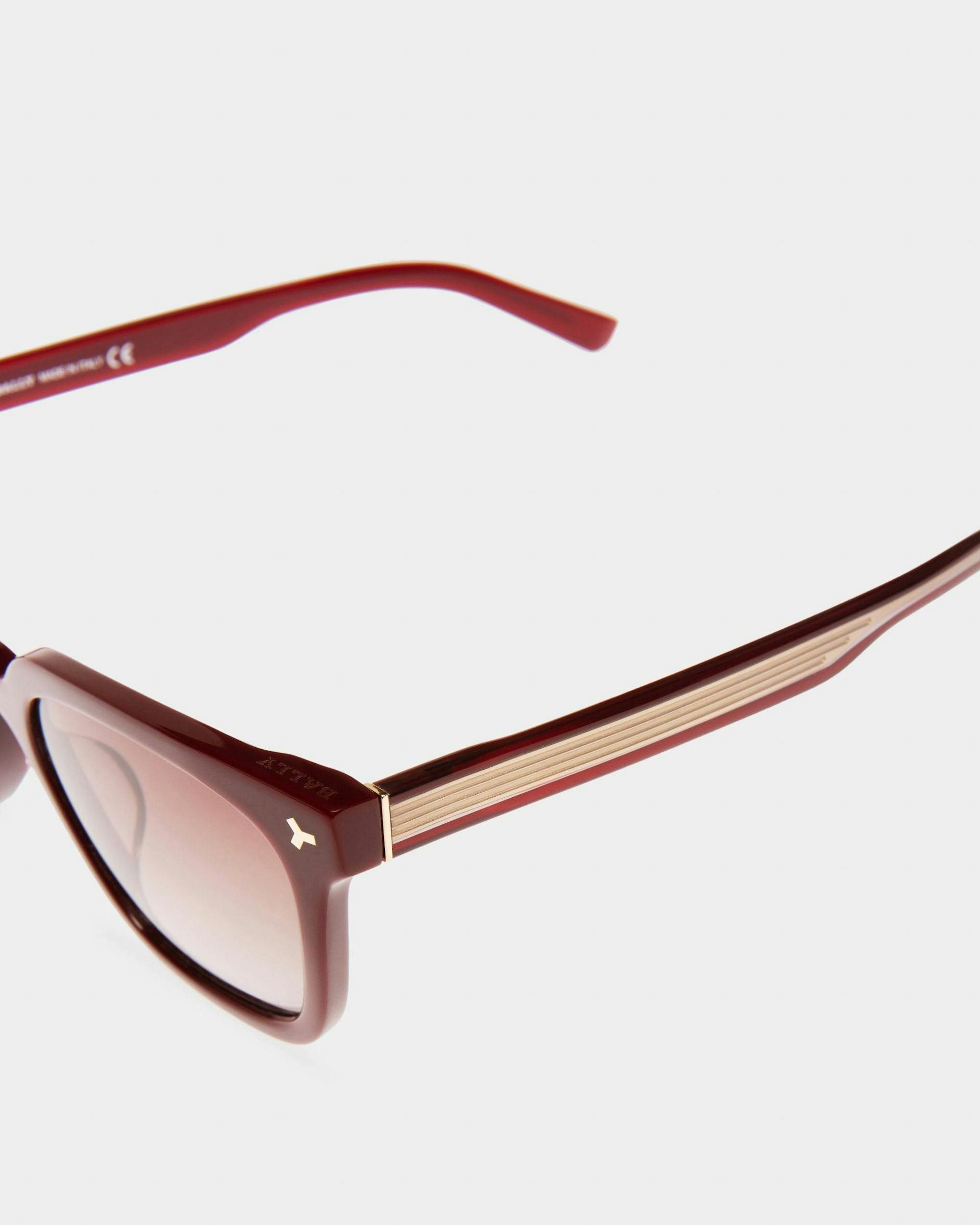 Eben Acetate Sunglasses In Shiny Bordeaux & Gradient Red Lenses - Men's - Bally - 02