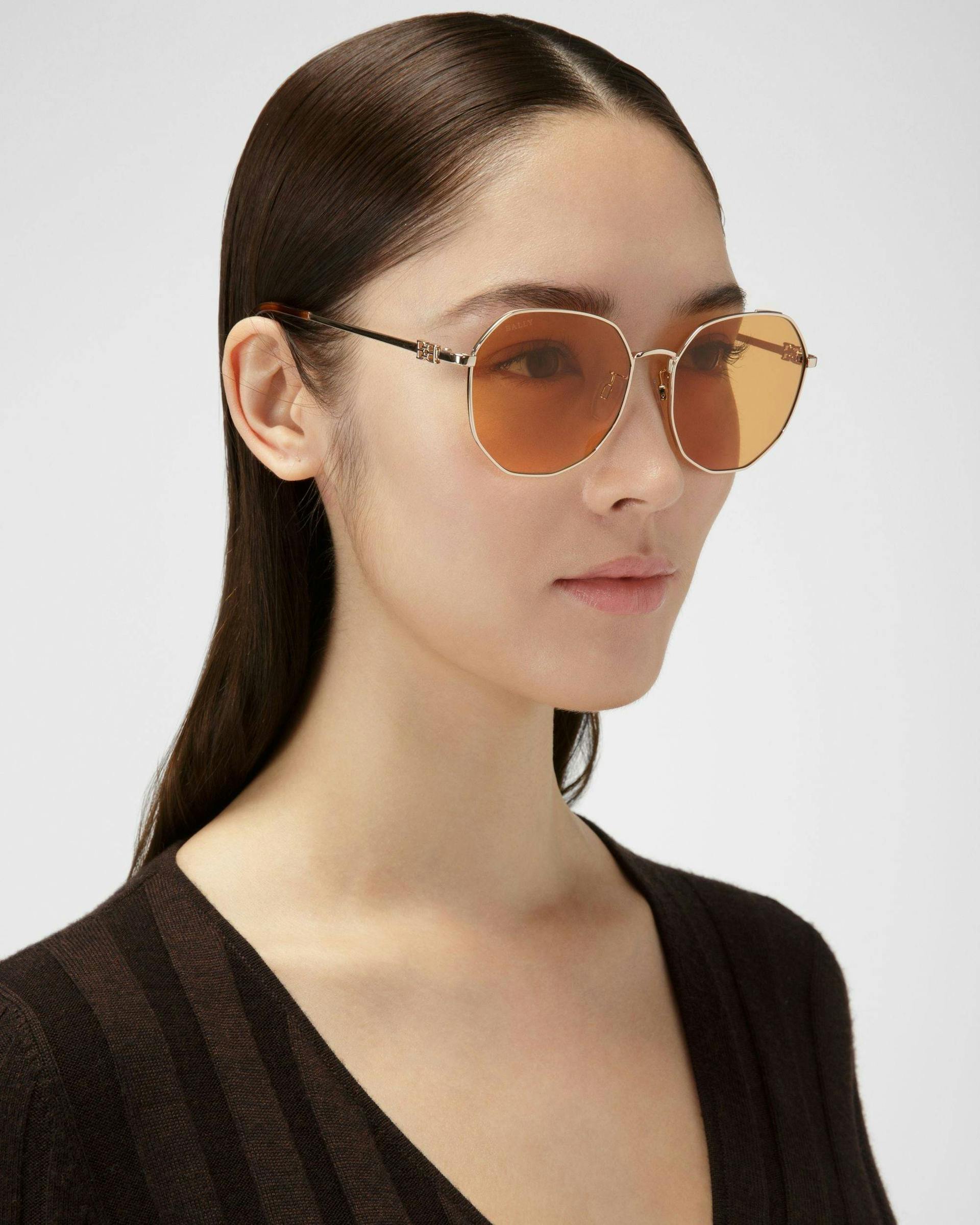 Lauerz Metal Sunglasses In Shiny Rose Gold - Women's - Bally - 02