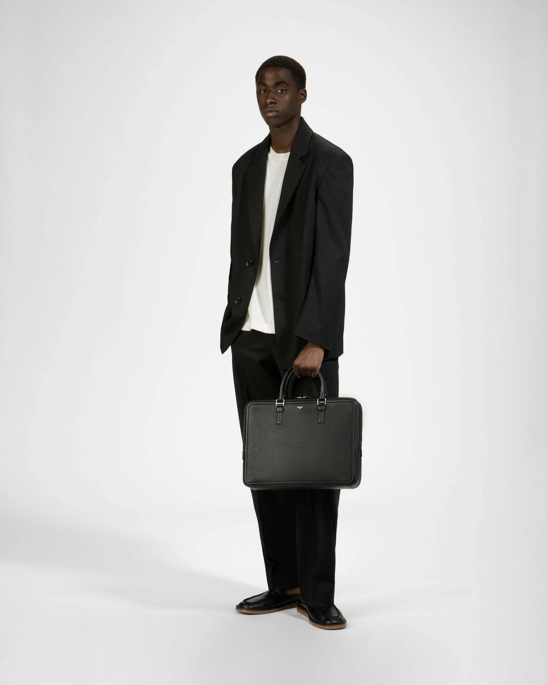 Sergy Leather Business Bag In Black - Men's - Bally - 06