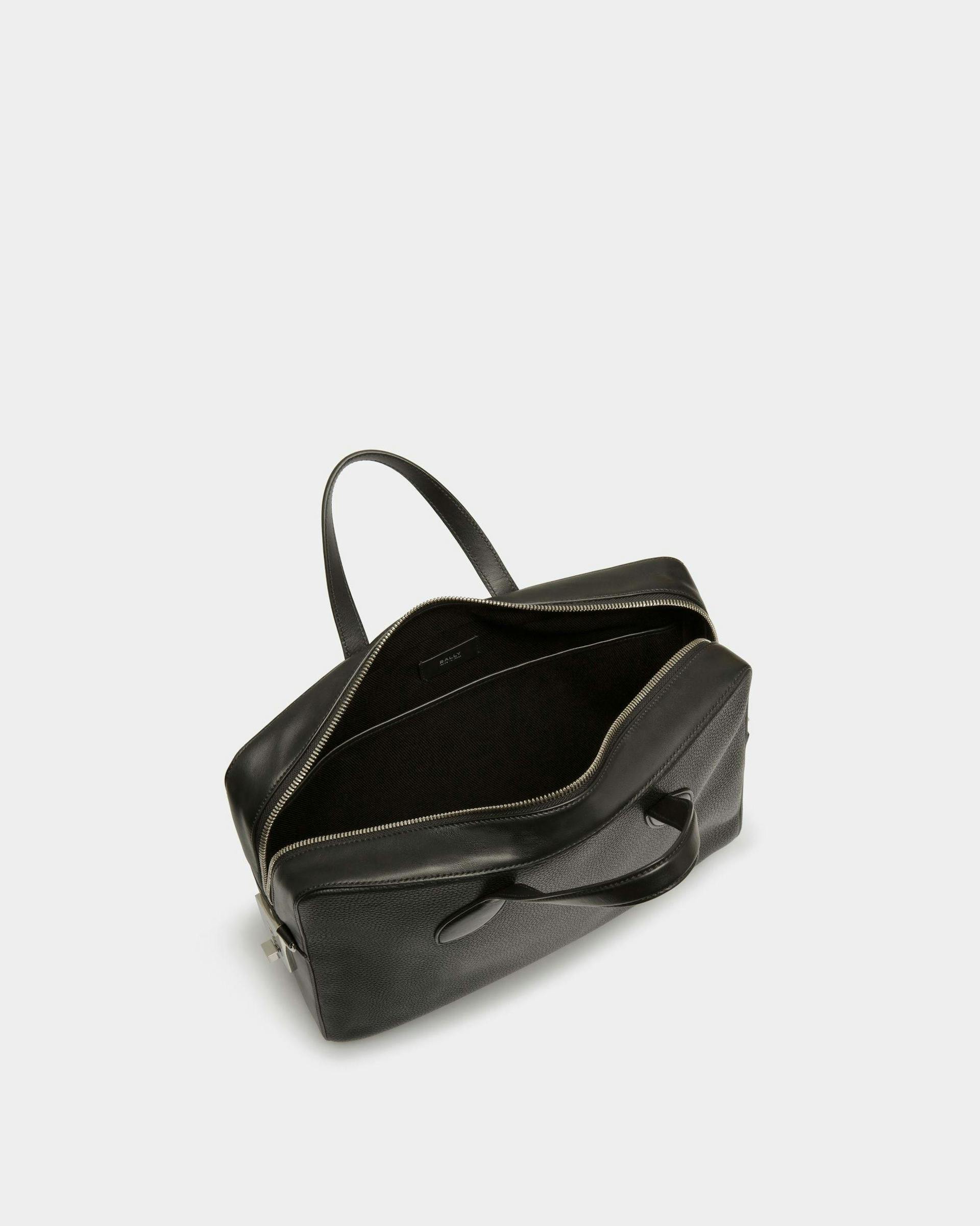 Men's Lago Briefcase In Black Leather | Bally | Still Life Open / Inside