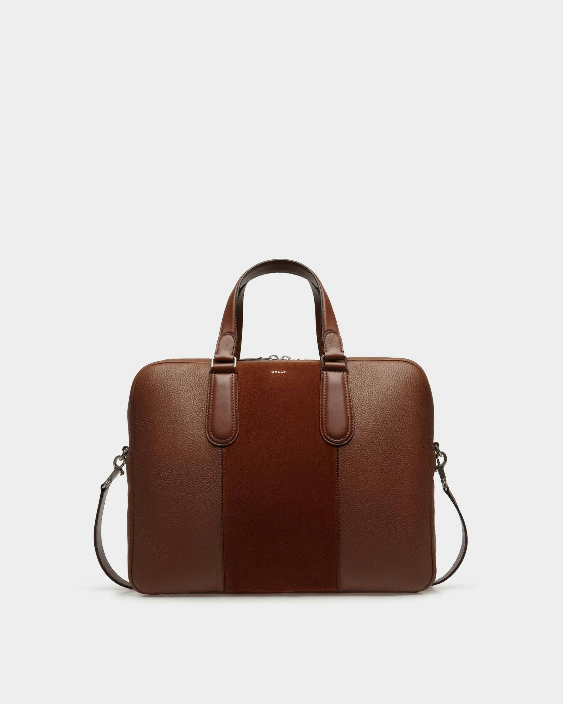 Men's Spin Briefcase in Brown Leather | Bally | Still Life Front