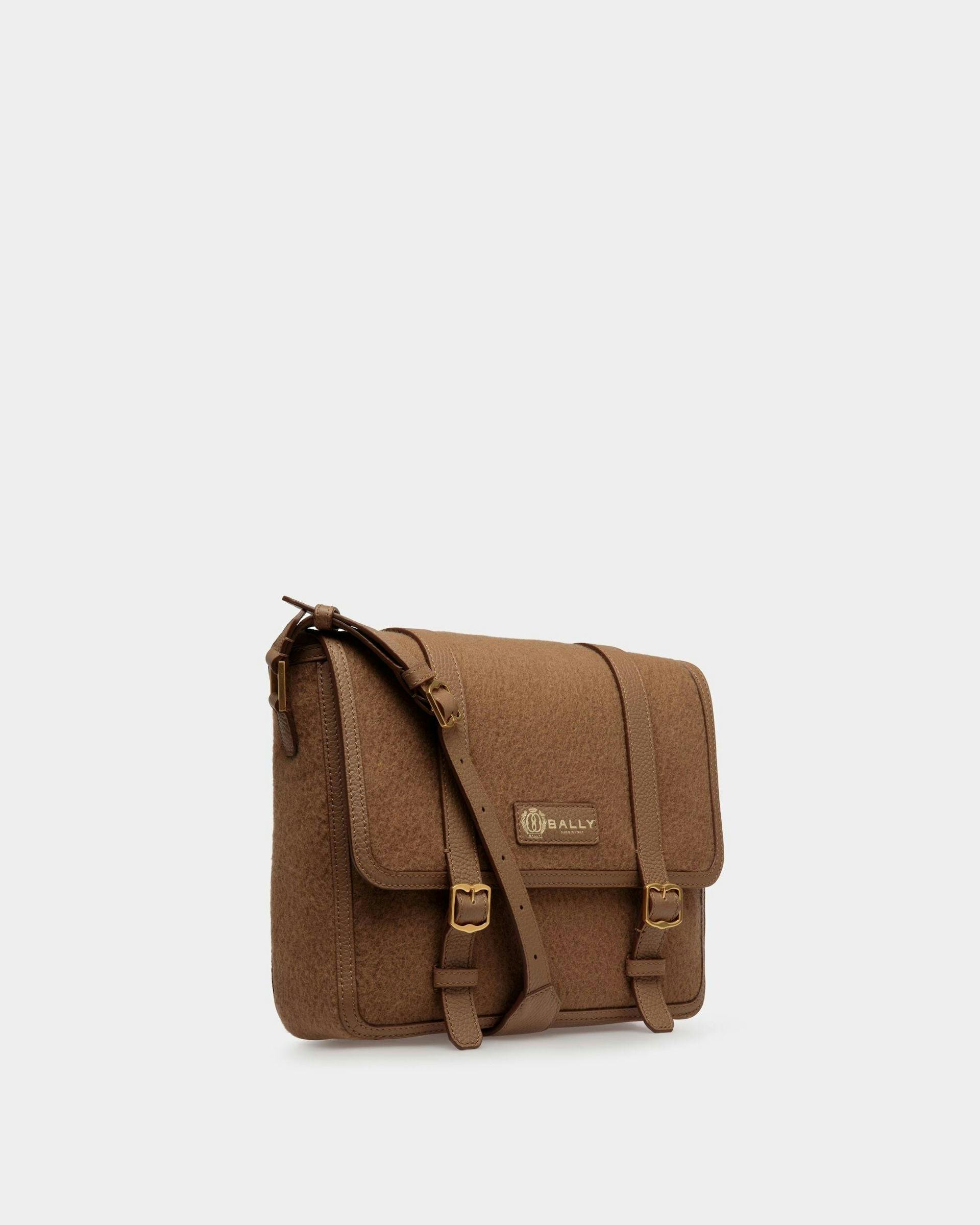 Gare Messenger Bag In Camel Fabric And Leather - Men's - Bally - 03