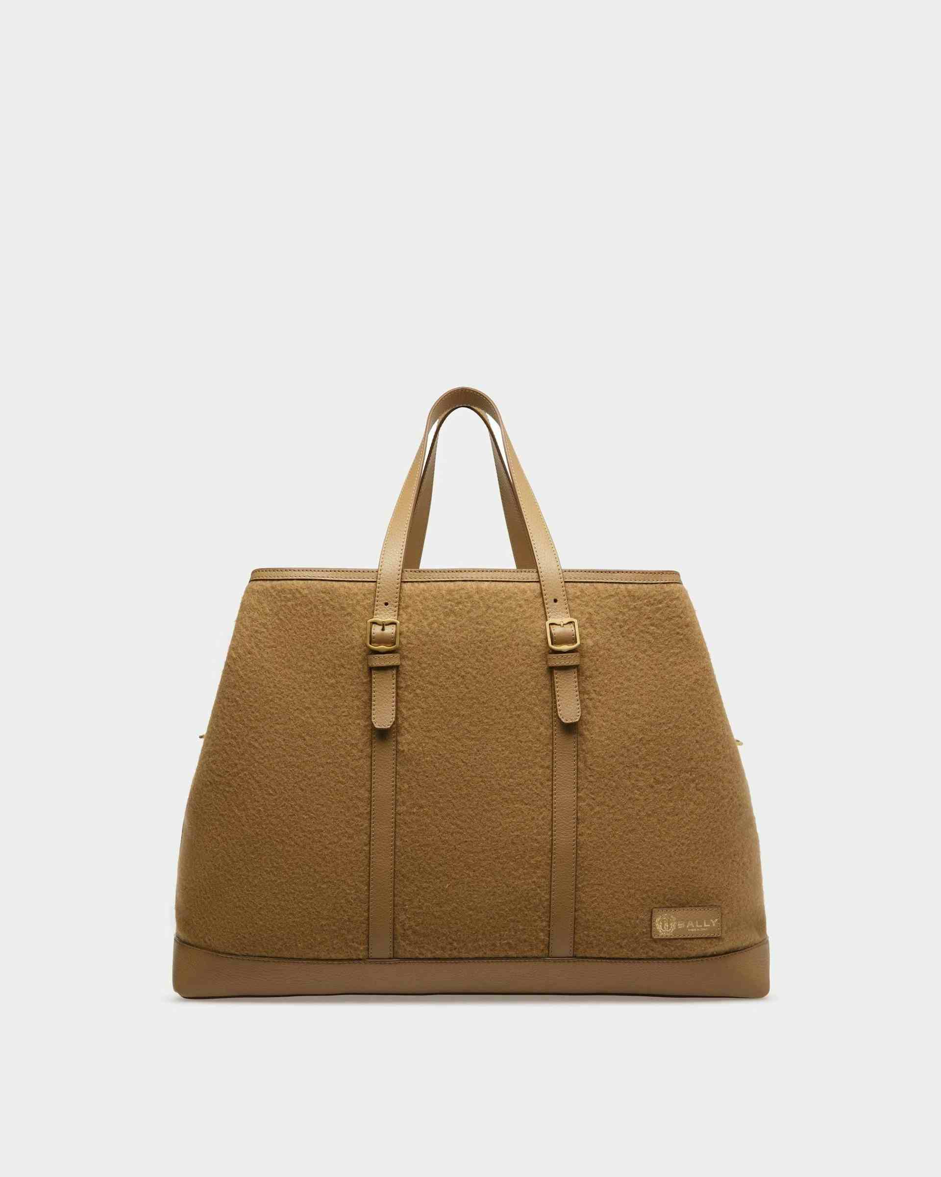 Gare Tote Bag In Camel Leather And Fabric - Men's - Bally