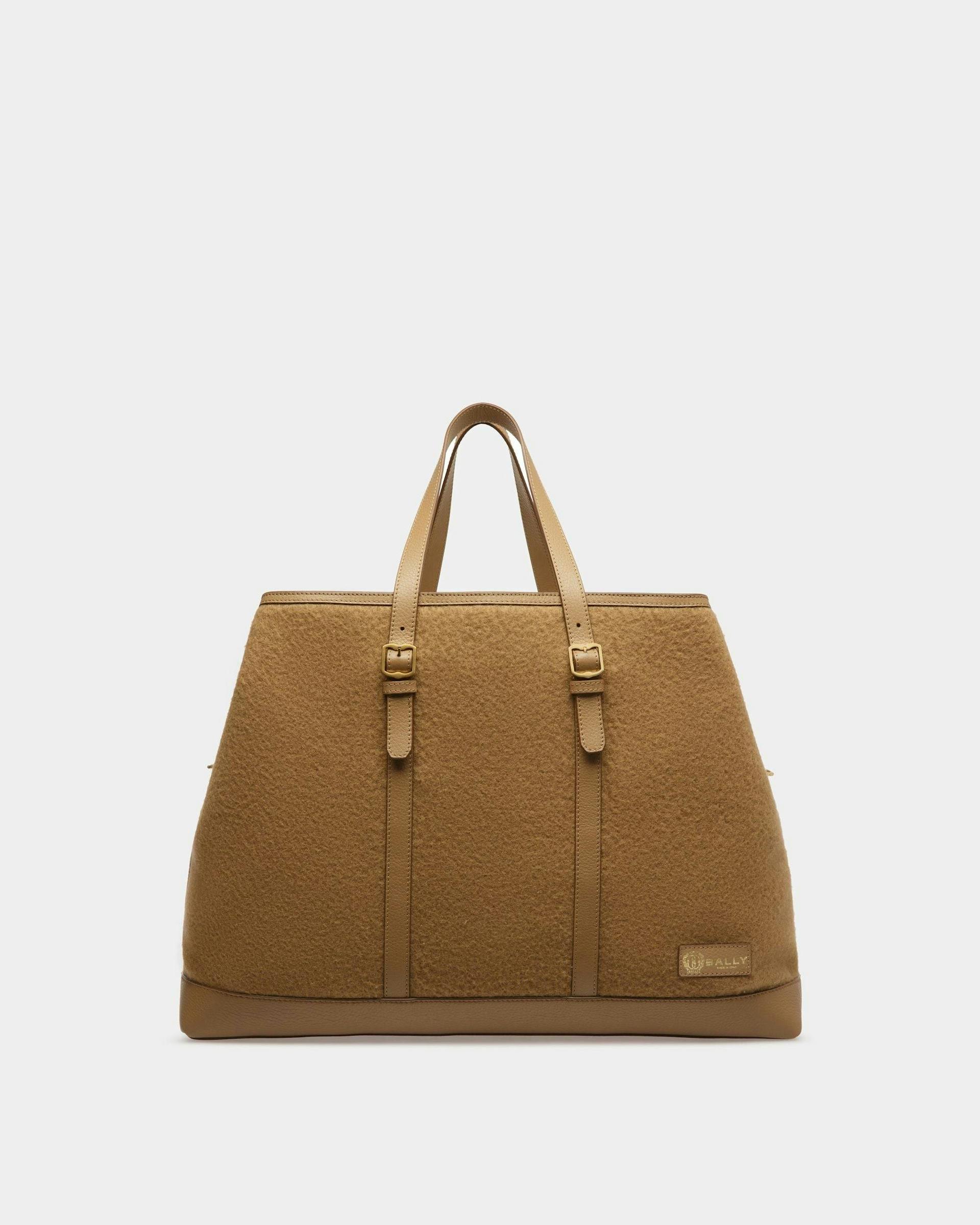 Gare Tote Bag In Camel Leather And Fabric - Men's - Bally - 01