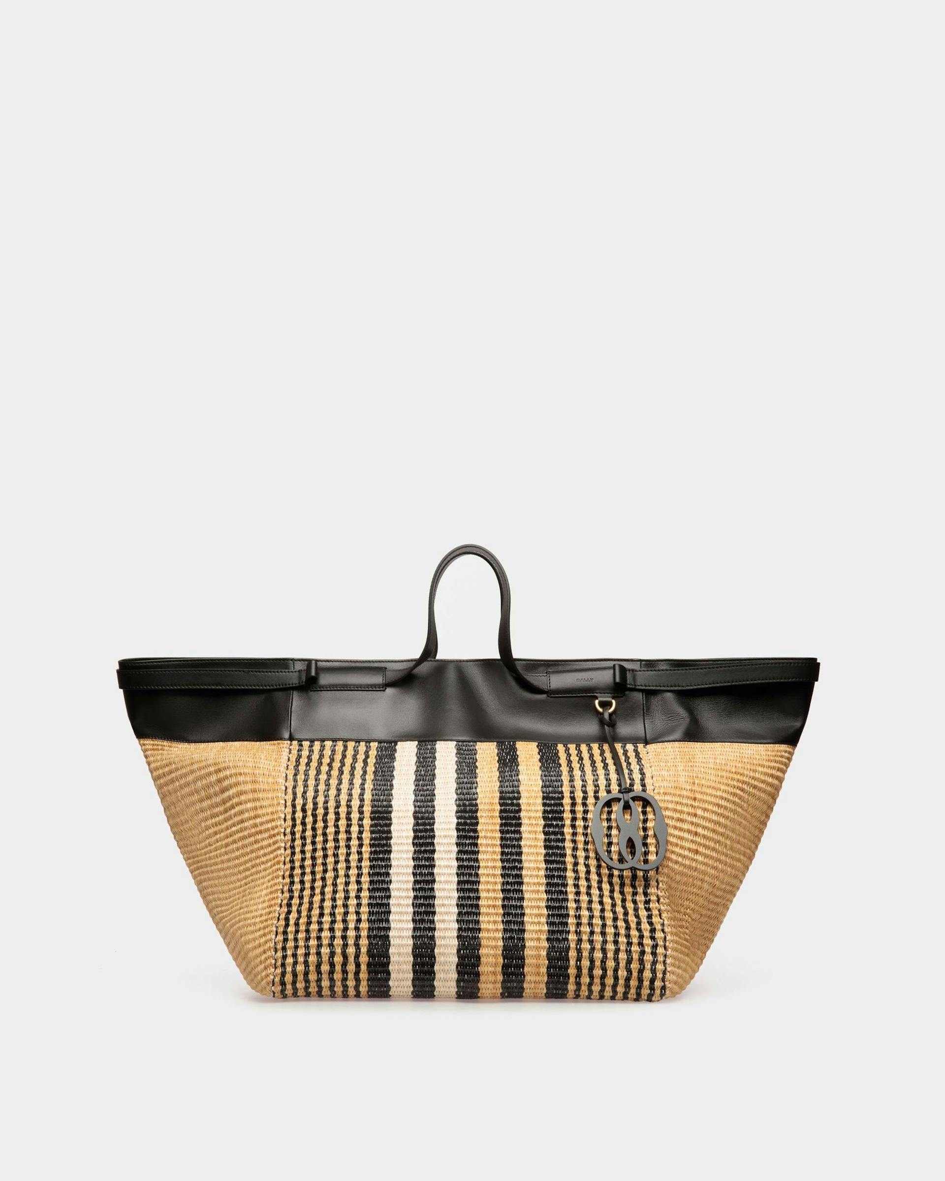 Billboard Tote In Natural And Black Fabric - Men's - Bally - 01