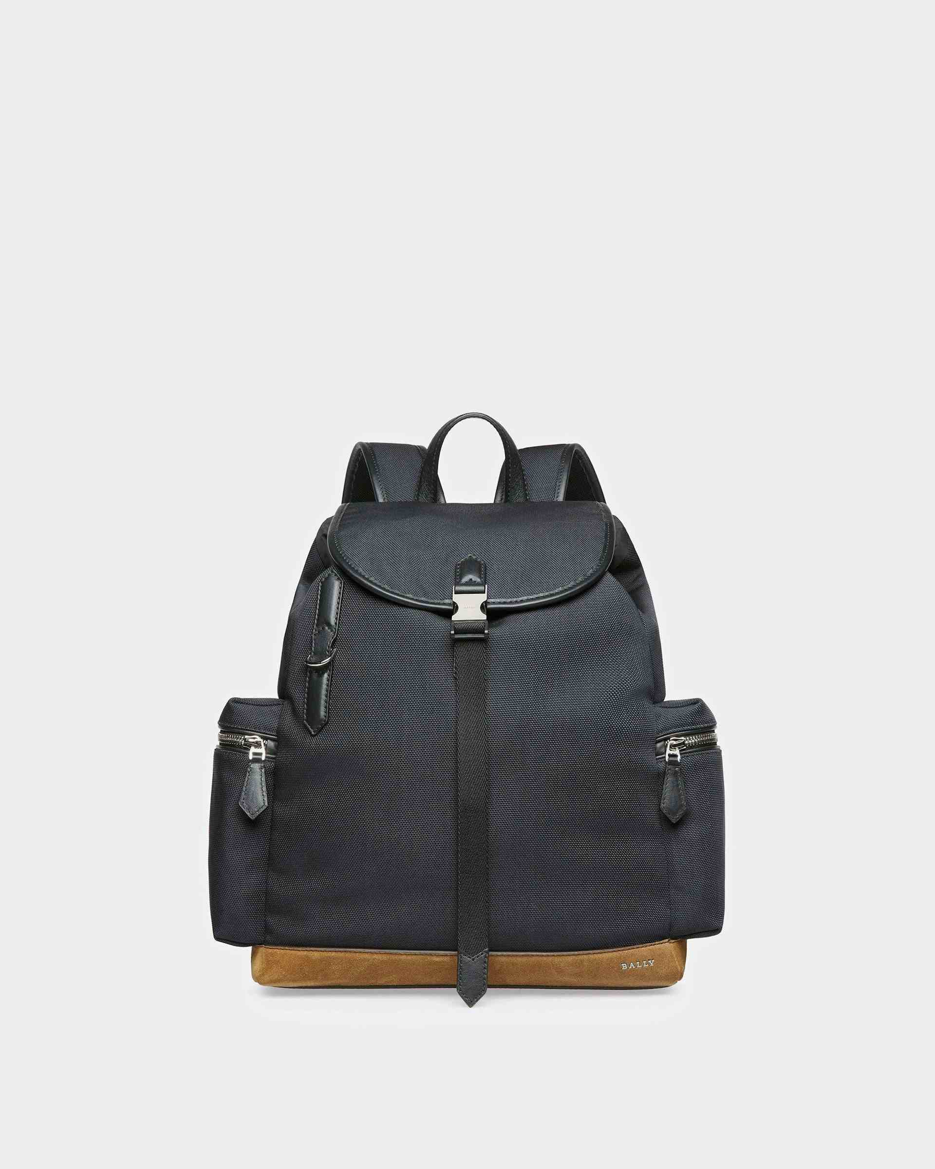 Cliford Small Leather And Nylon Backpack In Midnight - Men's - Bally