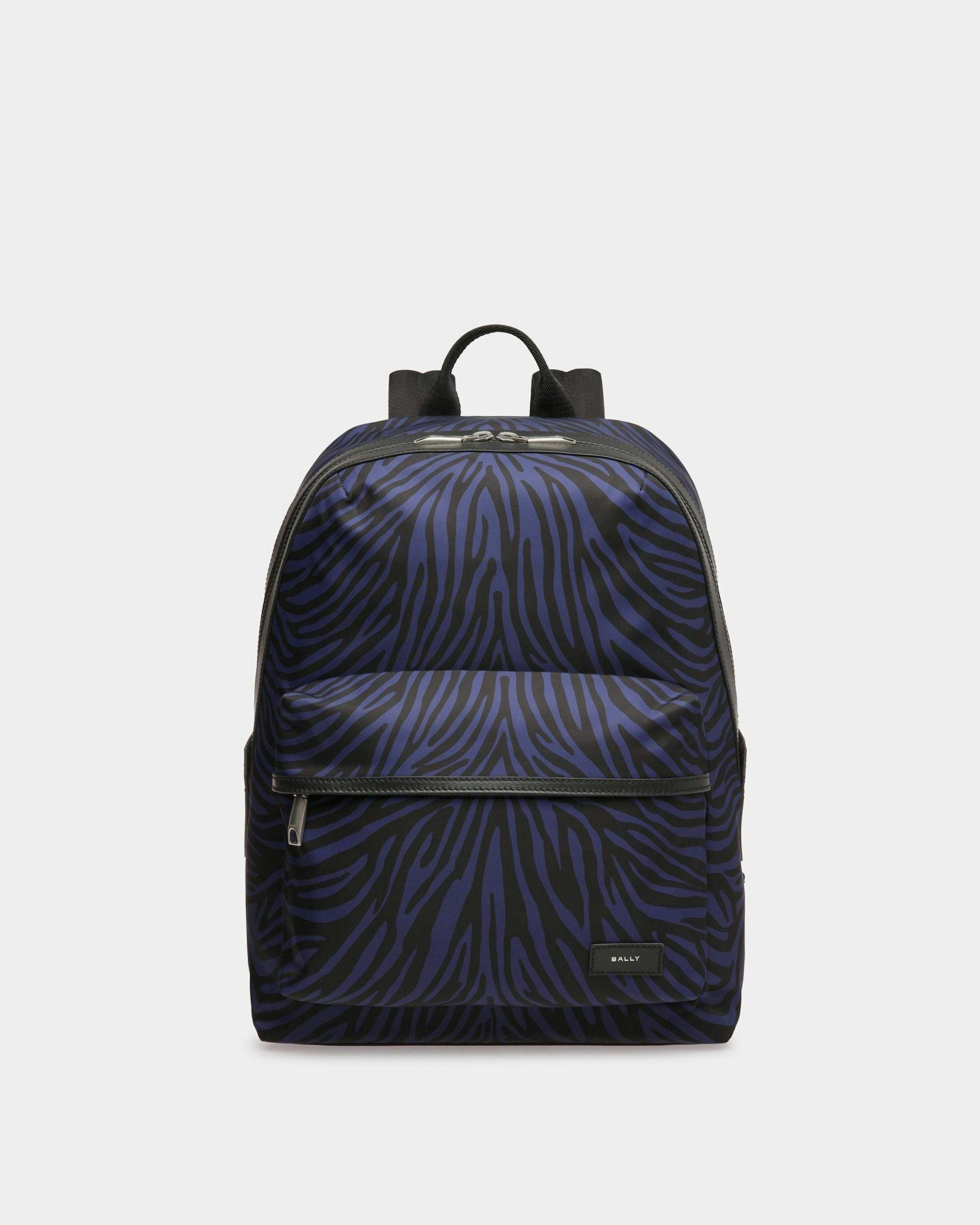 Zebra Crossing Backpack In Marine And Black Fabric And Nylon - Men's - Bally - 01