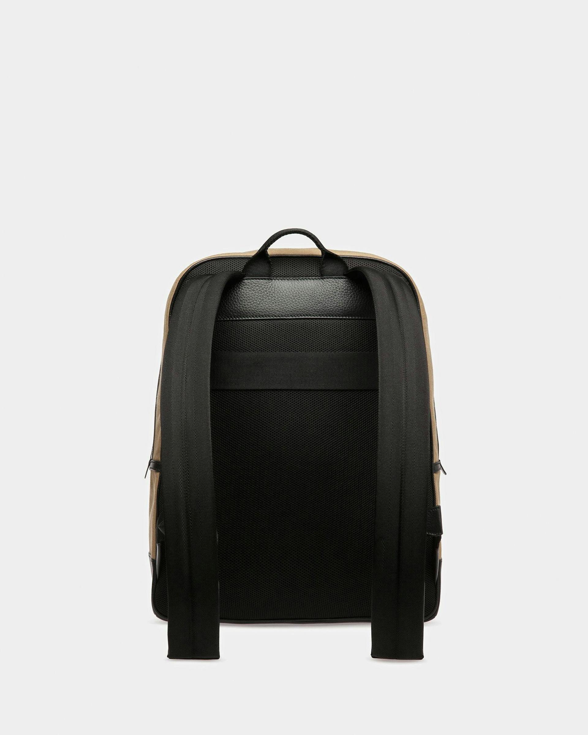 Men's Bar Backpack In Sand And Black Fabric And Leather | Bally | Still Life Back