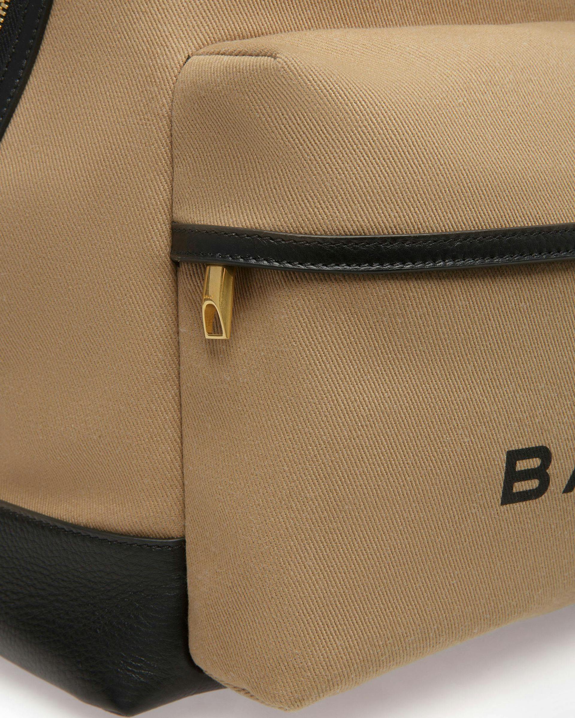 Bar Backpack In Sand And Black Fabric And Leather - Men's - Bally - 06