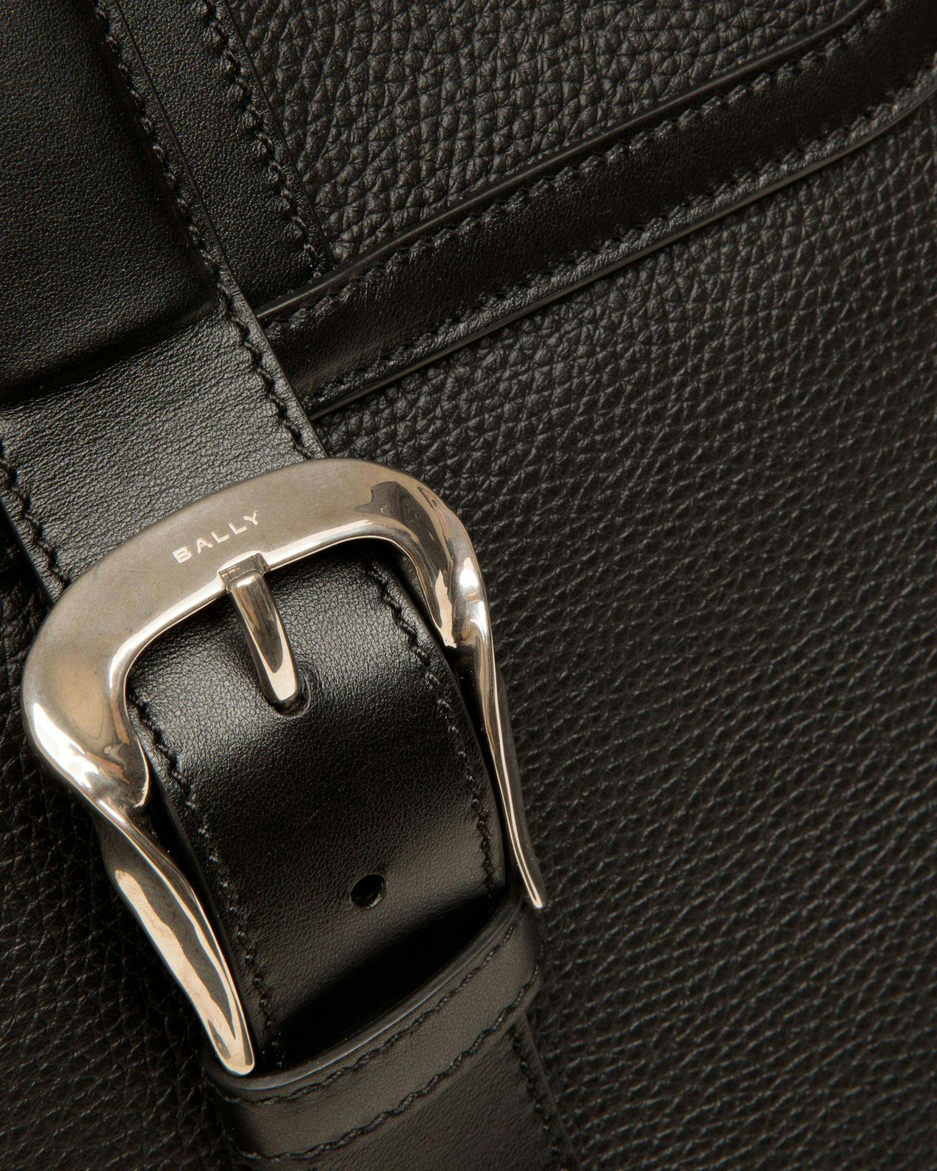 Men's Spin Backpack In Black Grained Leather | Bally | Still Life Detail