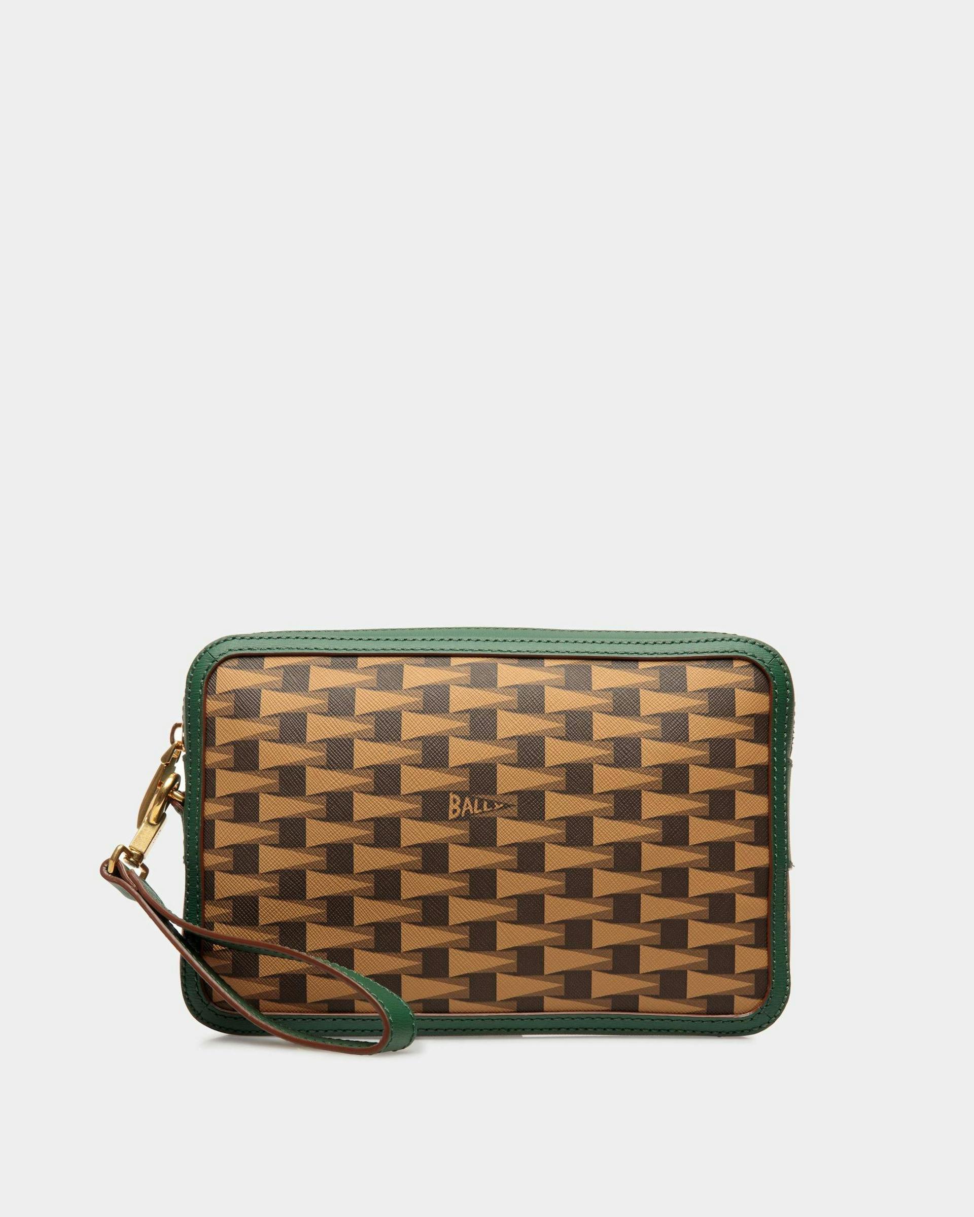 Pennant Clutch In Desert And Kelly Green Leather And TPU - Men's - Bally - 01
