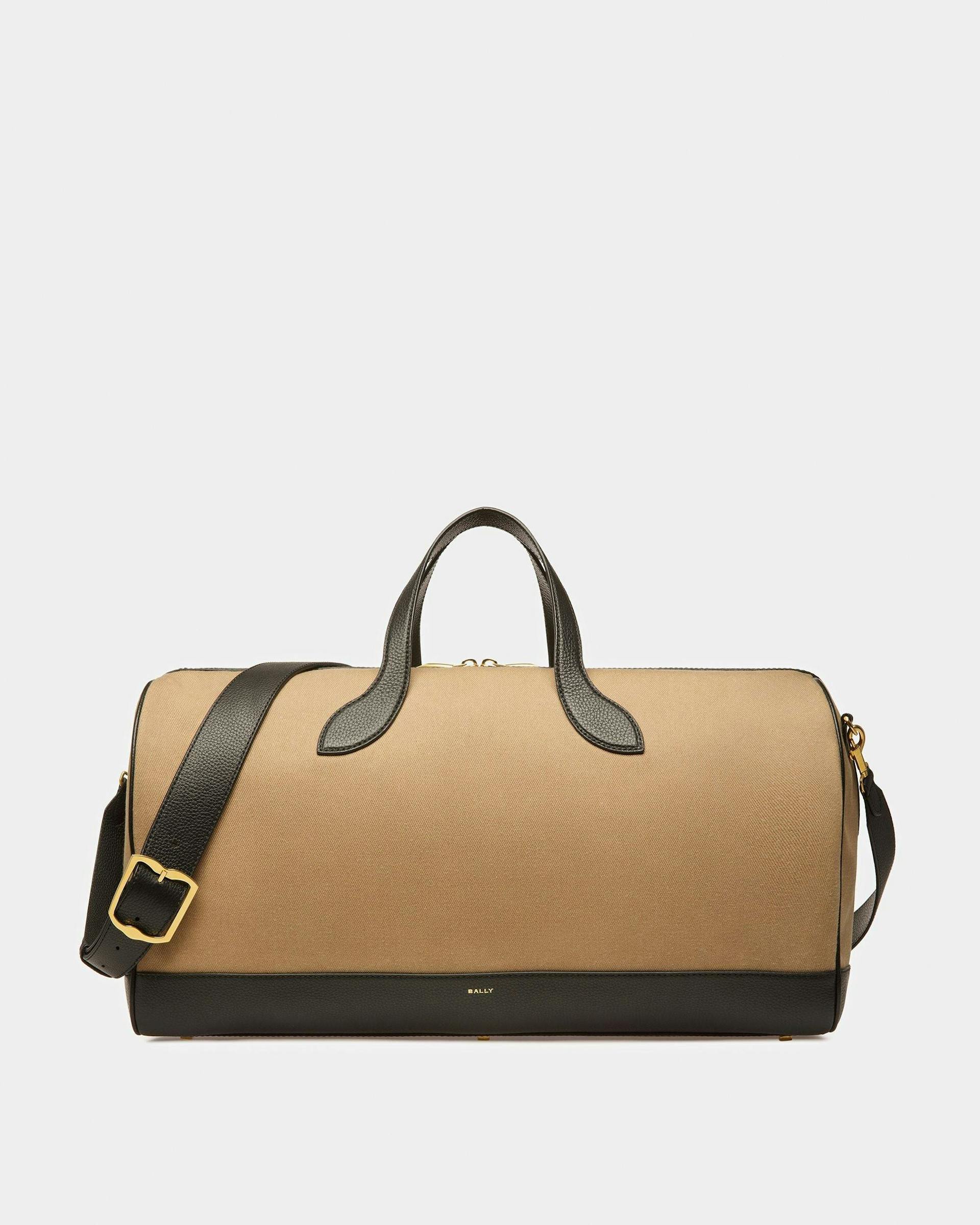 Bar Weekender In Sand And Black Fabric And Leather - Men's - Bally - 01