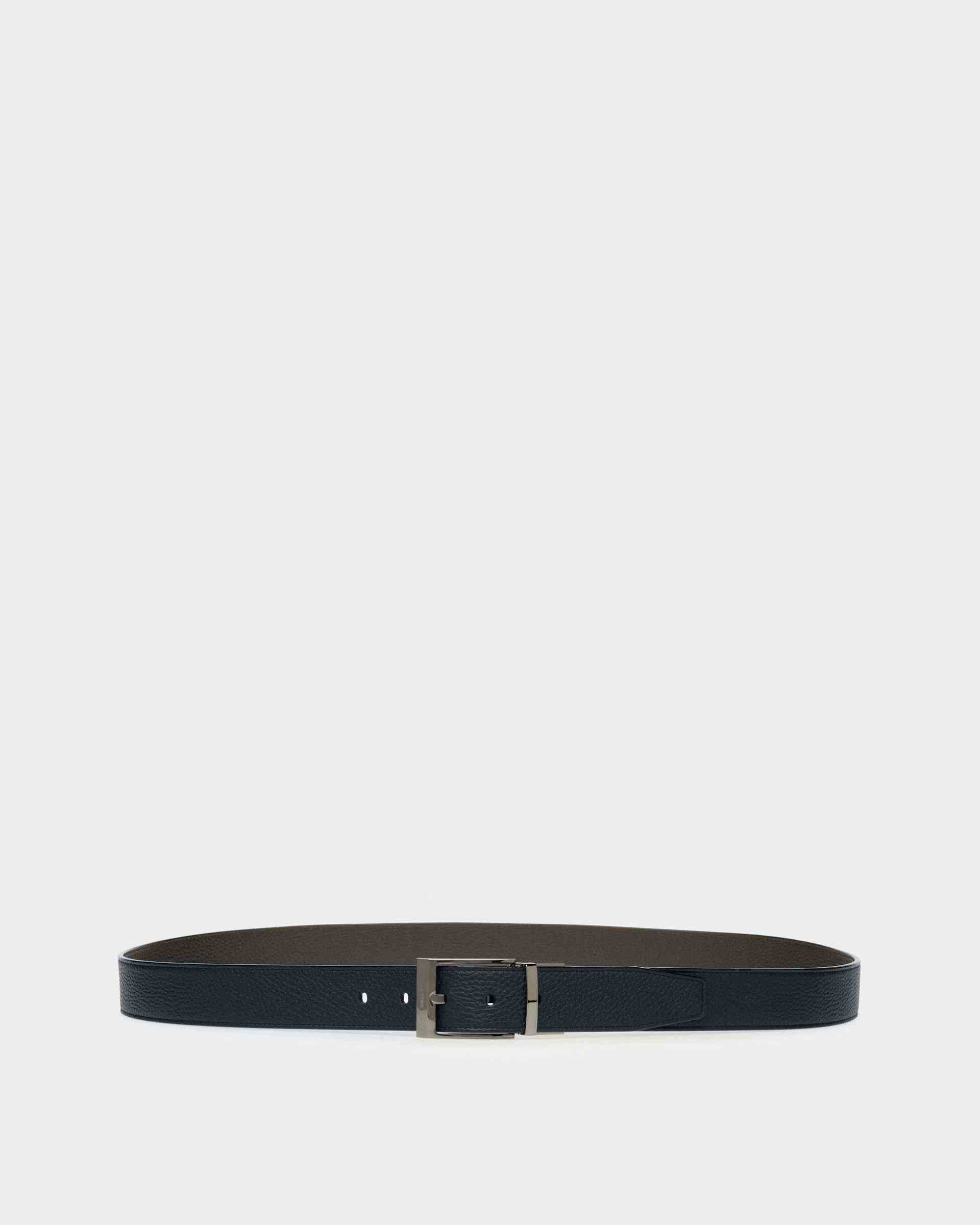 Shiff Leather 35mm Belt In Navy And Black - Men's - Bally
